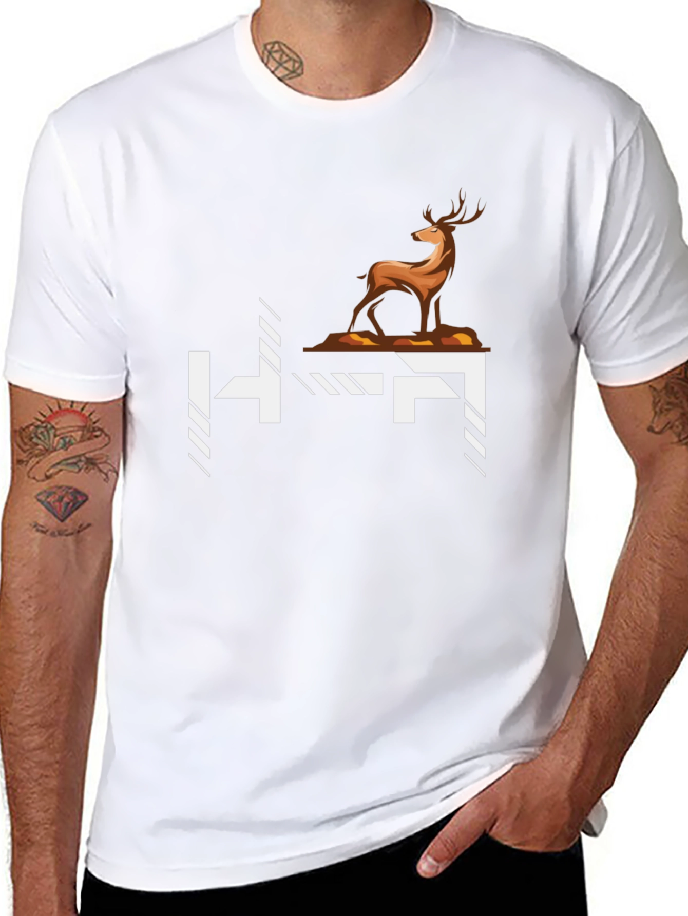 Black Deer Graphic Tee - Stylish Black Cotton T-Shirt view 8