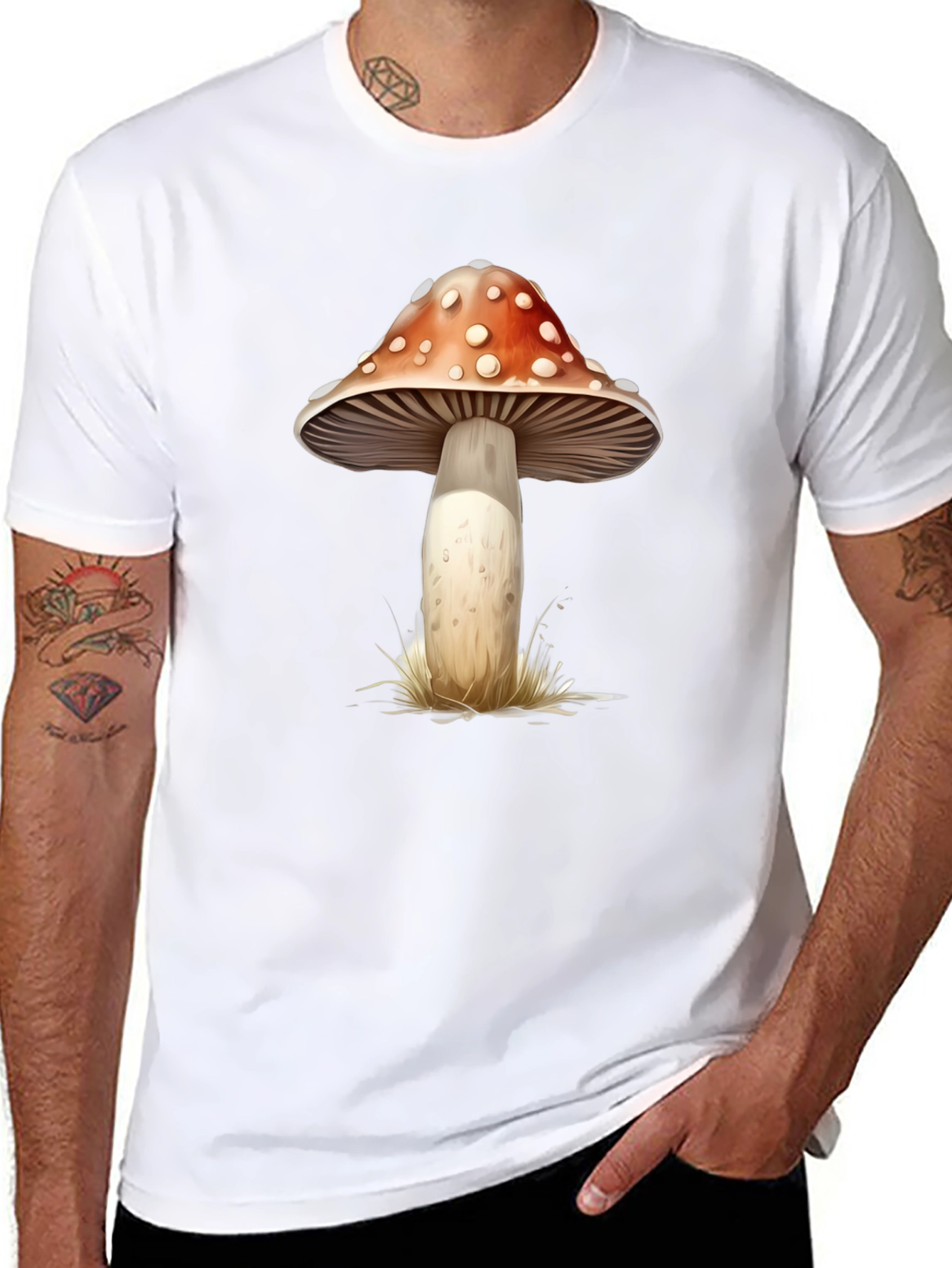 Black Mushroom Graphic Tee - Black Cotton Blend view 8