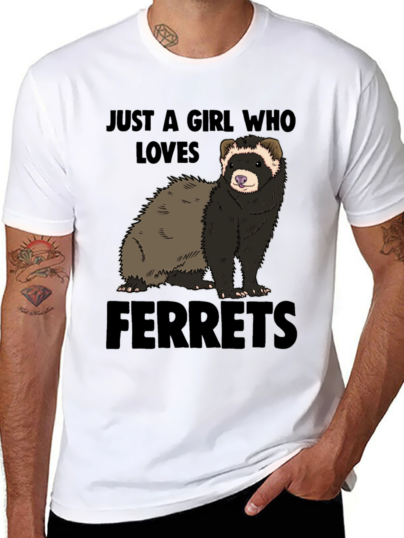 Black Ferret Lover T-Shirt - "Just a Girl Who Loves Ferrets" view 8