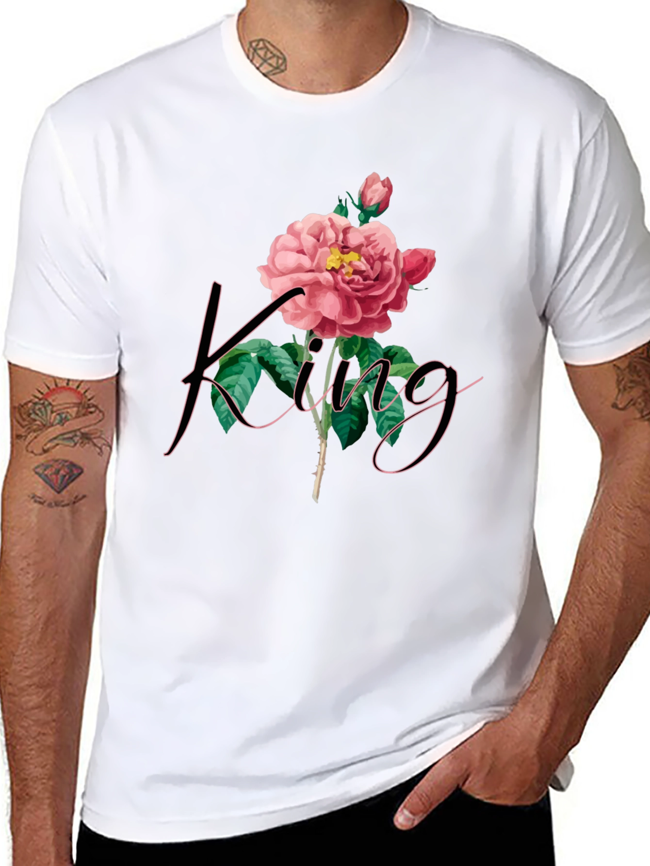 Black King Rose Graphic Tee - Men's Black T-Shirt view 8