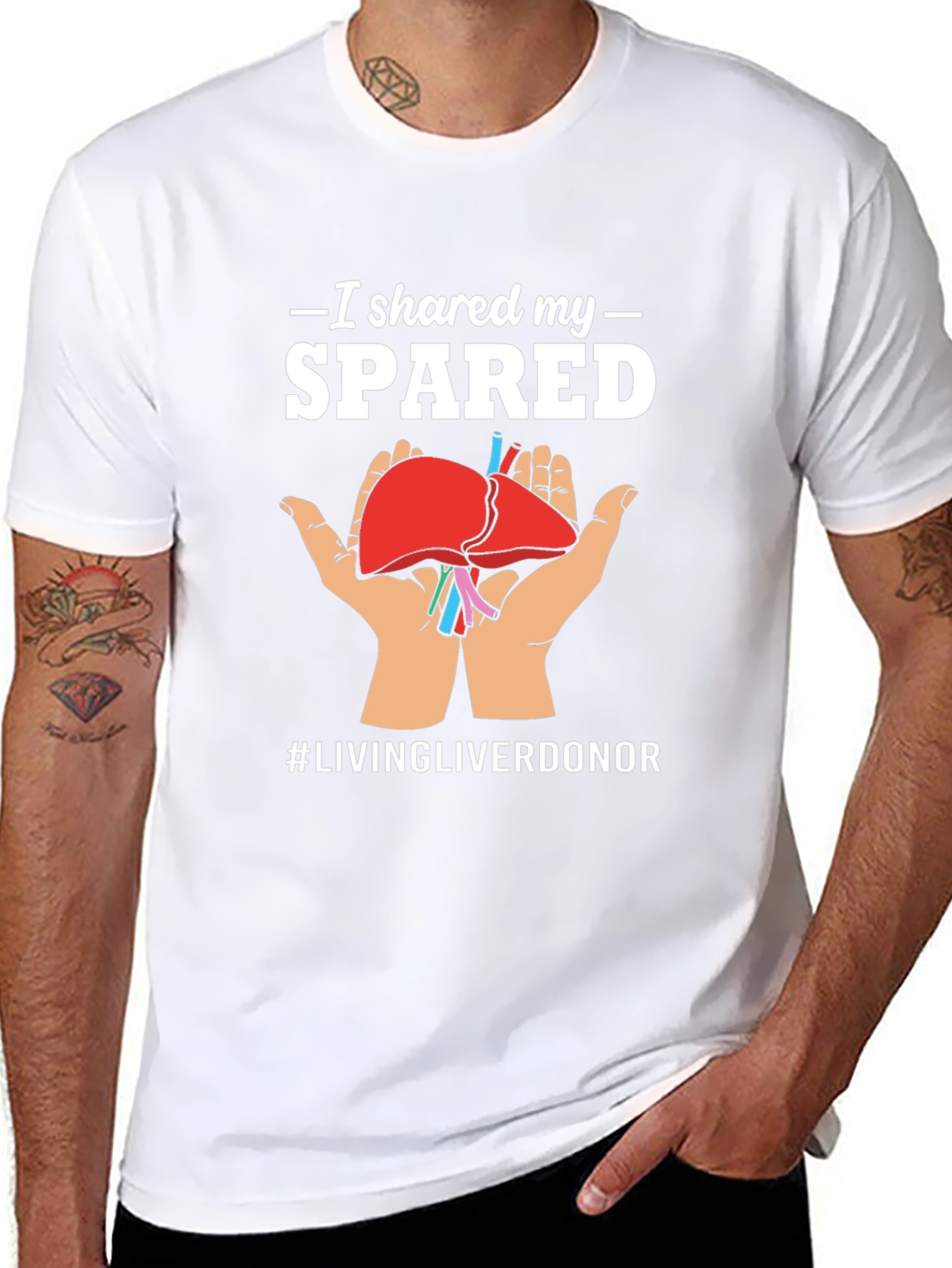 Black I Shared My Spared Liver Donor Awareness T-Shirt view 8