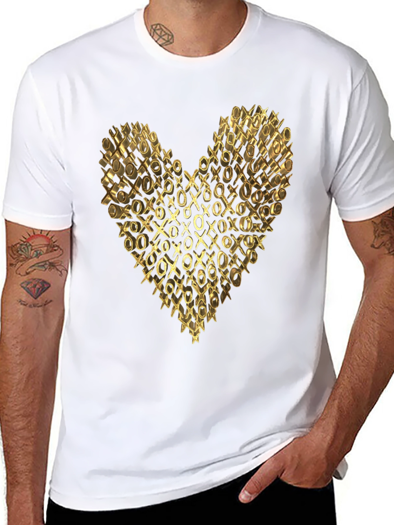 Black Golden XO Heart Black T-Shirt view 8