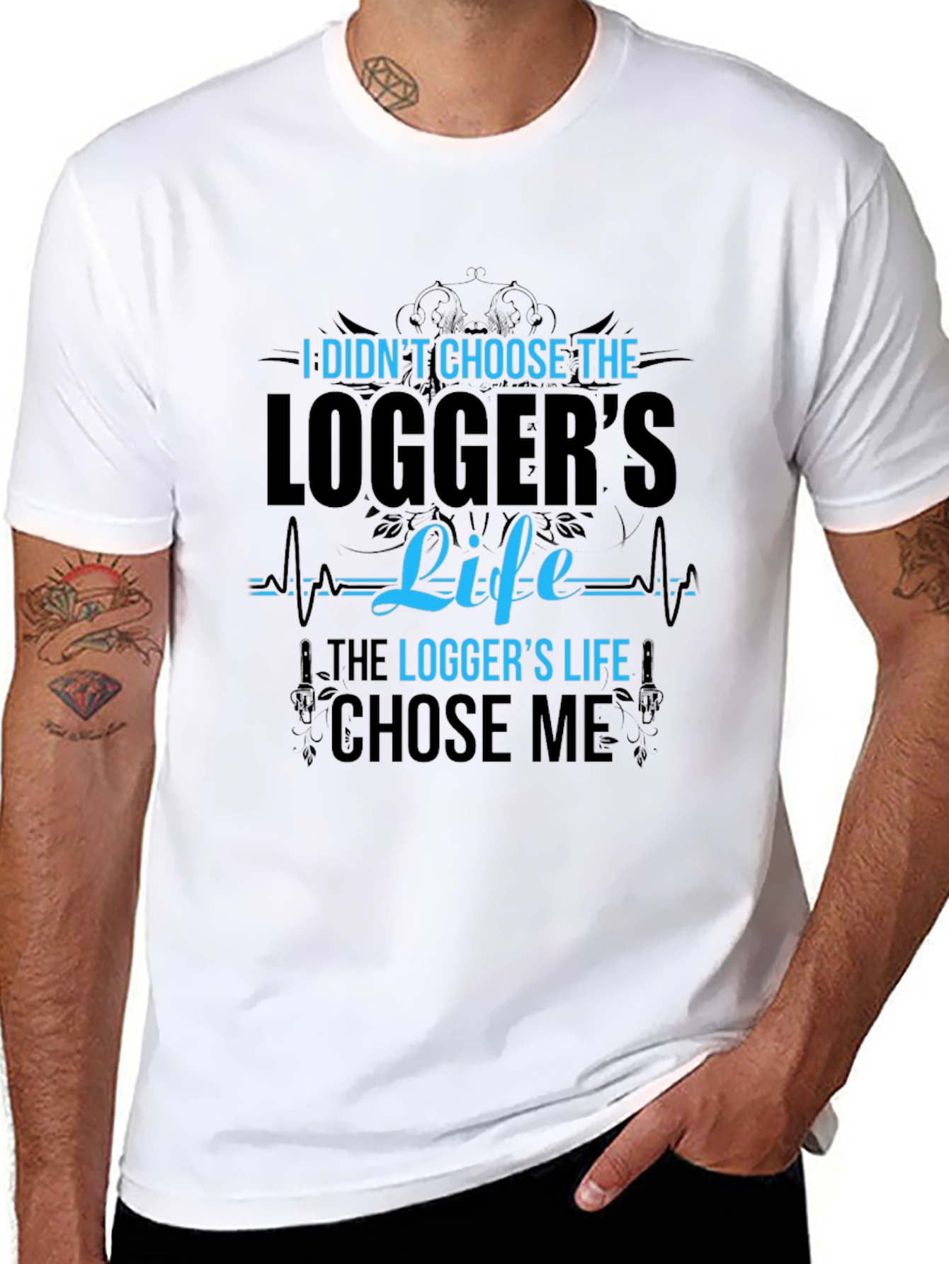 Black Logger's Life Black Cotton Graphic Tee view 8