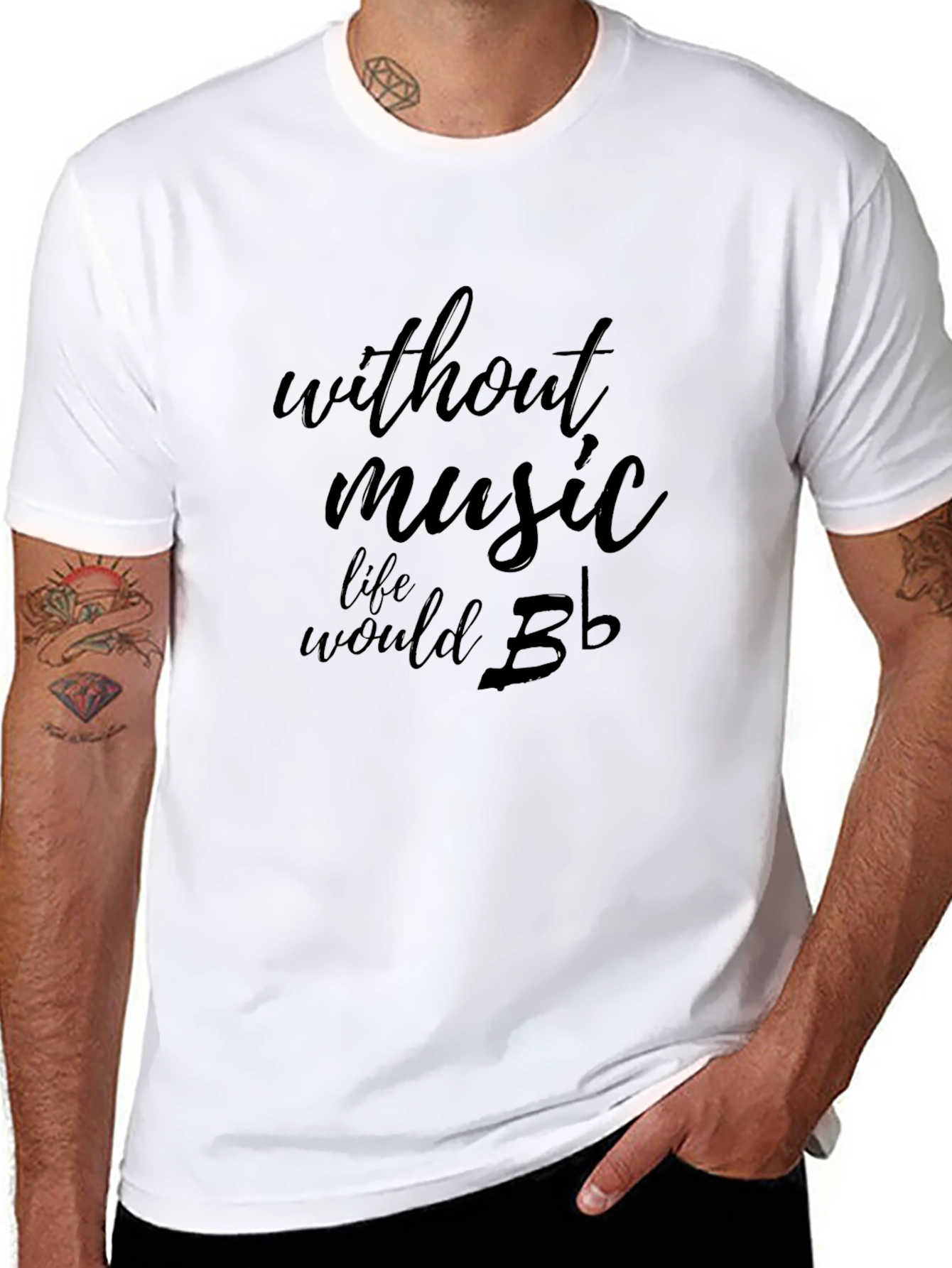 Black Without Music Life Would B Flat T-Shirt view 8