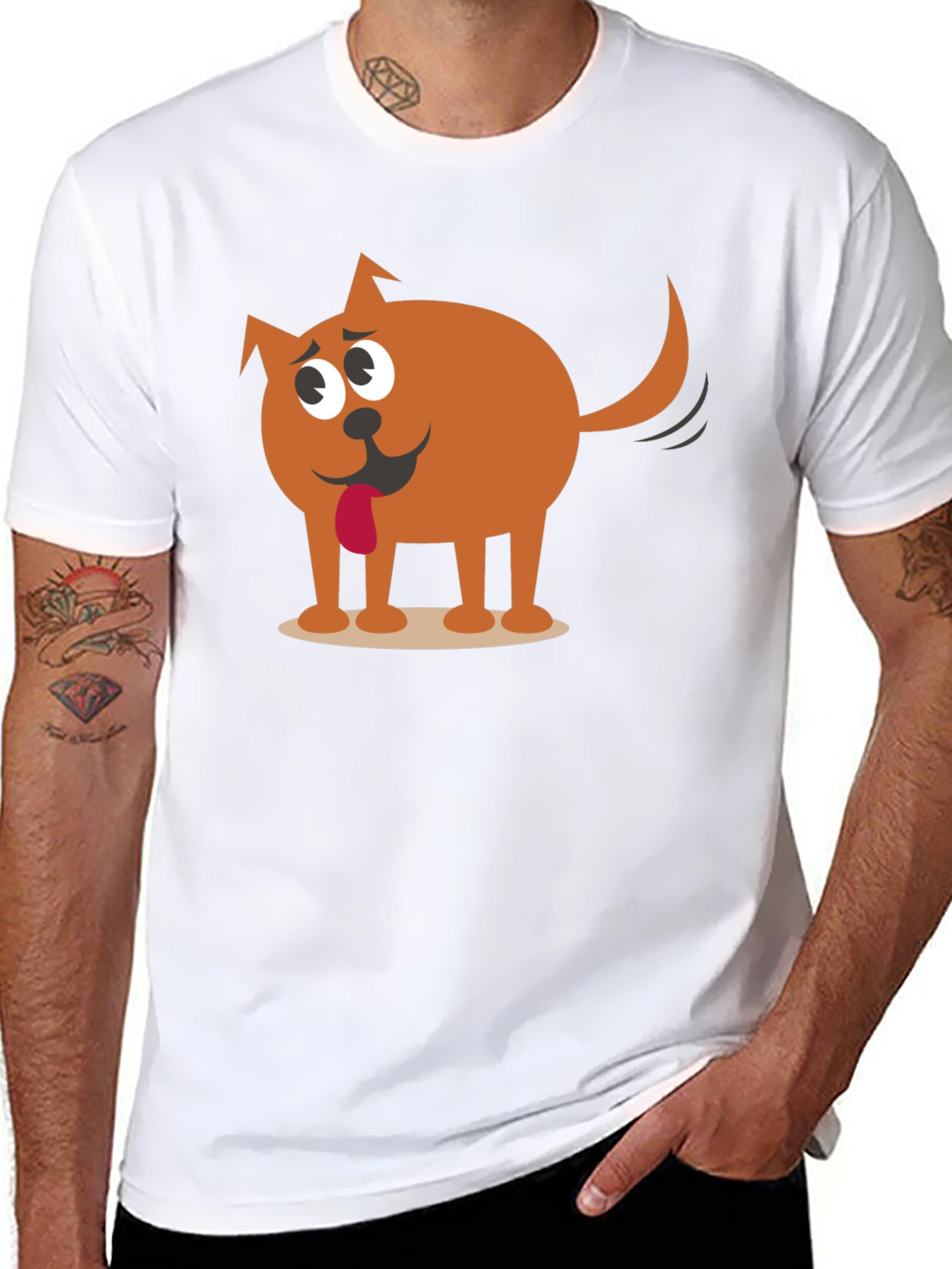 Black Funny Cartoon Dog Graphic Black T-Shirt view 8