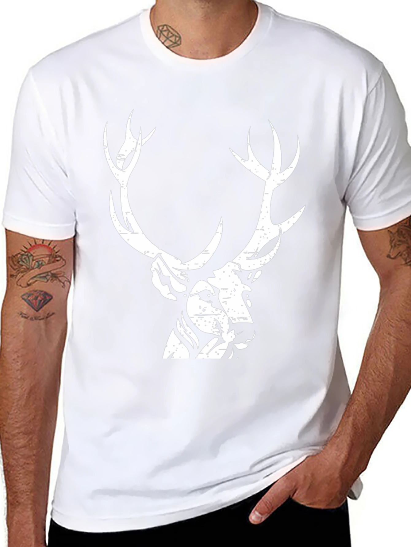 Black Deer Graphic Print Black T-Shirt view 8