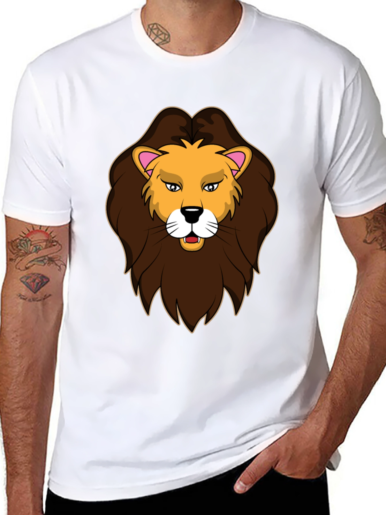 Black Lion Graphic Print Black T-Shirt view 8