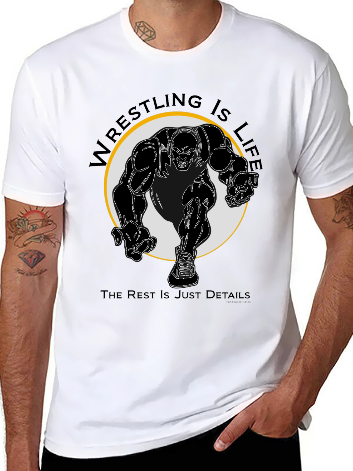 Black Wrestling Is Life Black T-Shirt view 8