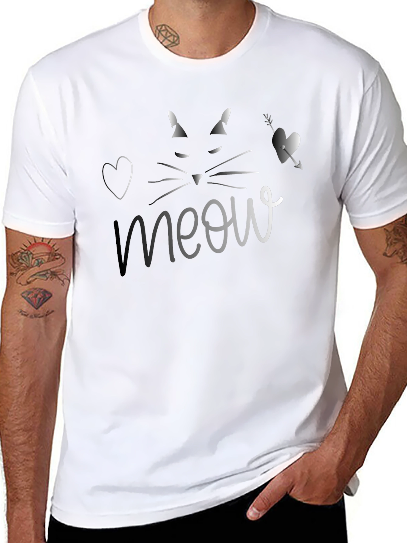 Black Meow Cat Graphic Tee -  Casual Style view 8