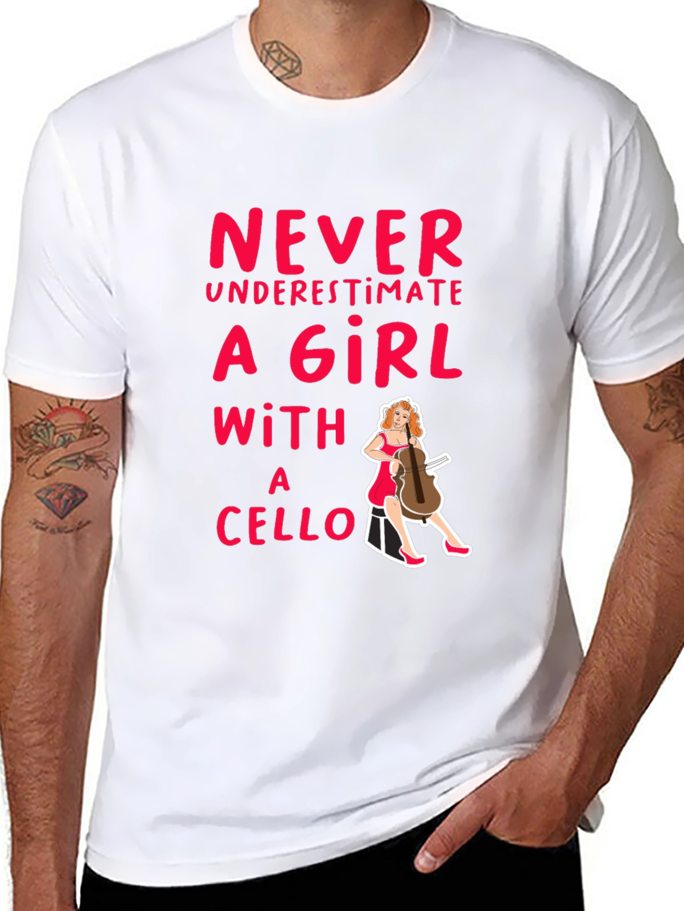 Black Never Underestimate A Girl With A Cello Black T-Shirt view 8