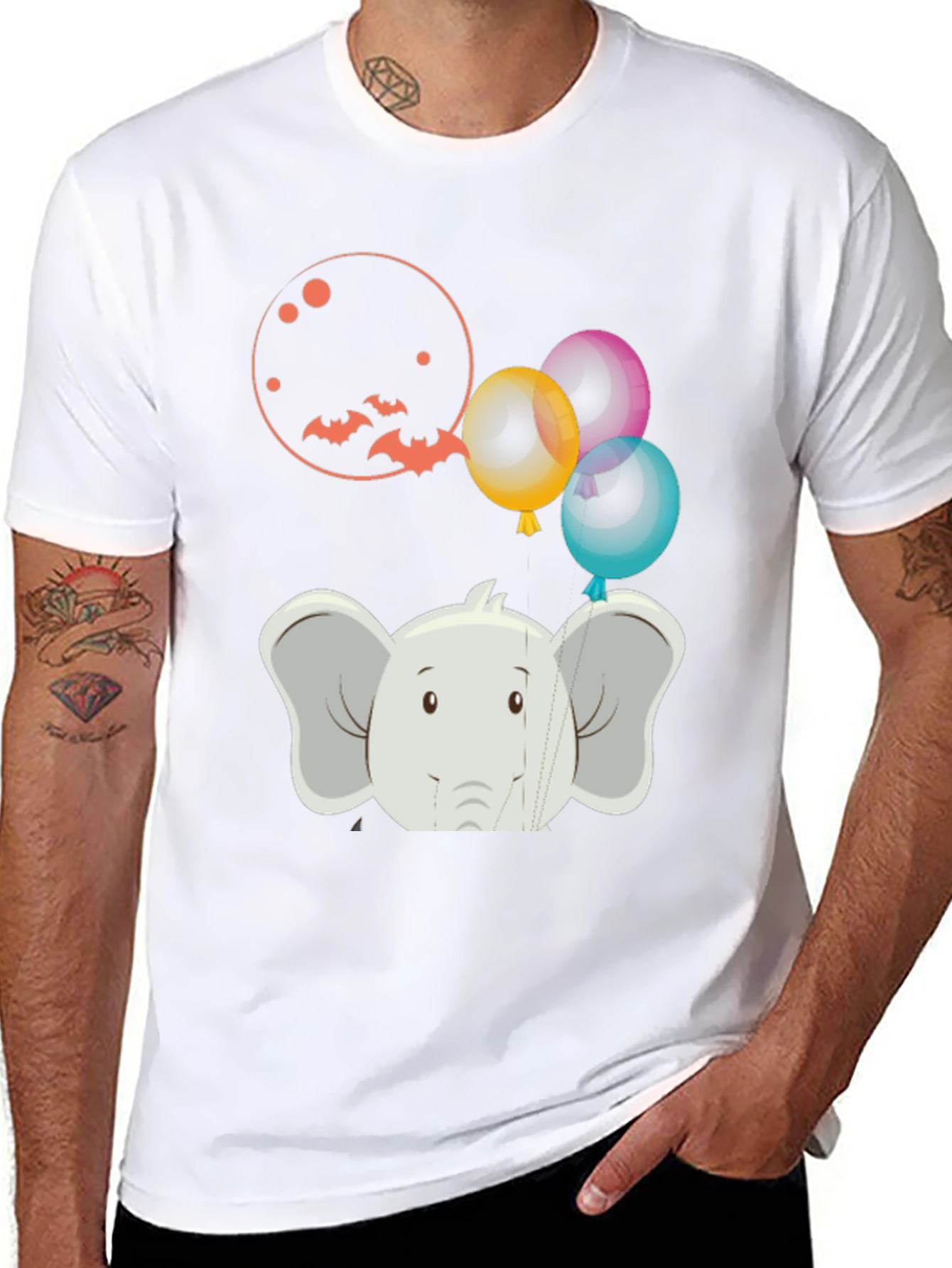 Black Elephant Balloons Graphic Tee - Fun & Unique view 8