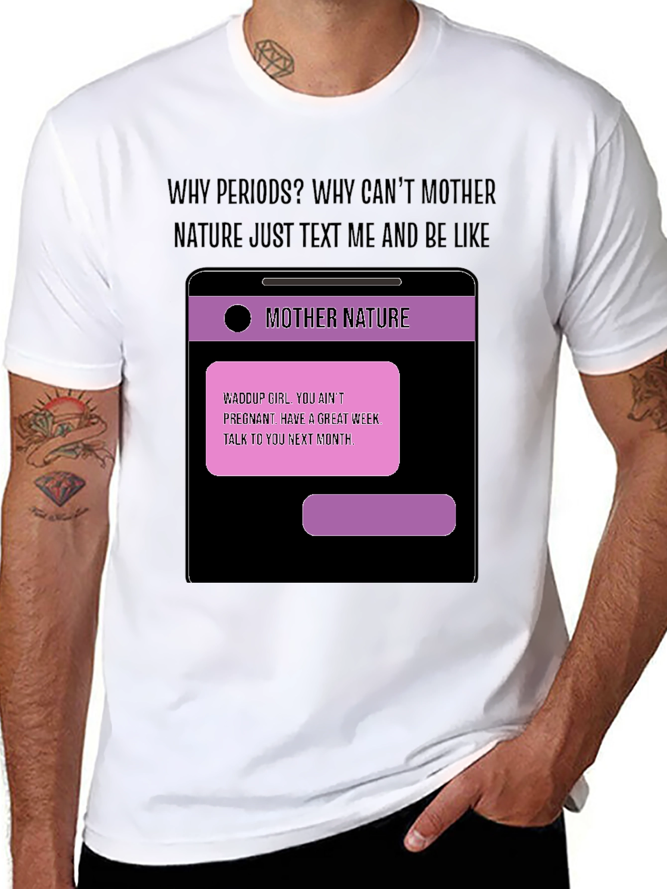 Black Humorous Mother Nature Text T-Shirt view 8