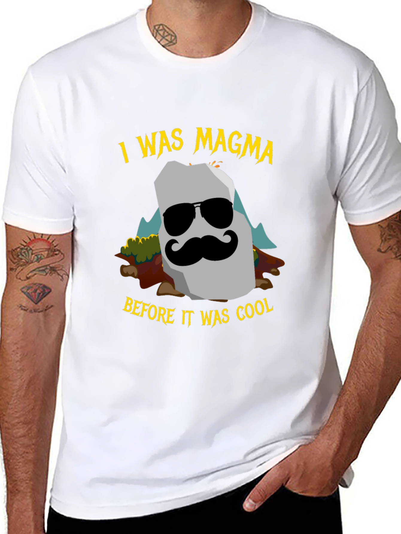 Black I Was Magma Cool Graphic T-Shirt view 8