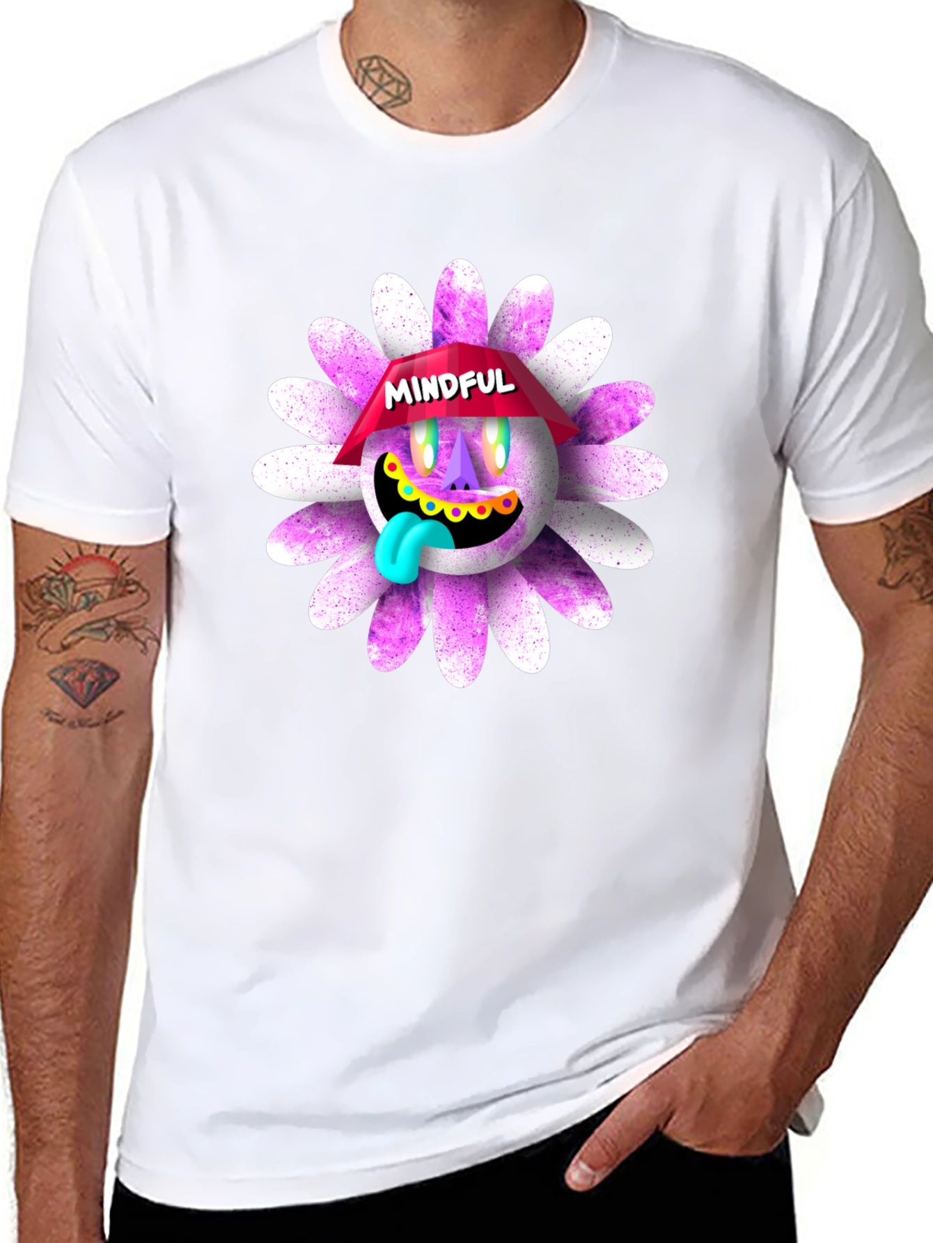 Black Mindful Graphic T-Shirt - Unique Daisy Design view 8