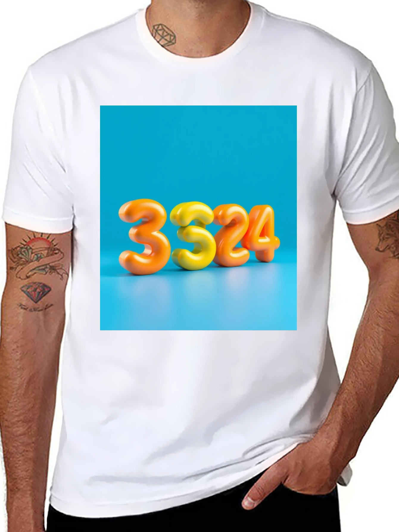 Black 3324 Graphic Tee - Bold Number Design view 8