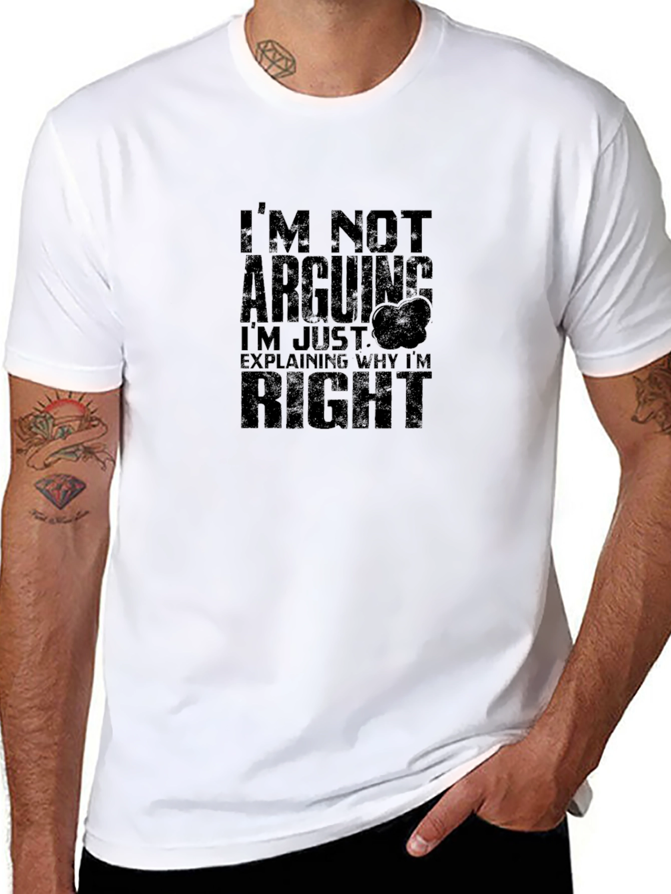 Black Funny "I'm Not Arguing" Black Graphic Tee view 8