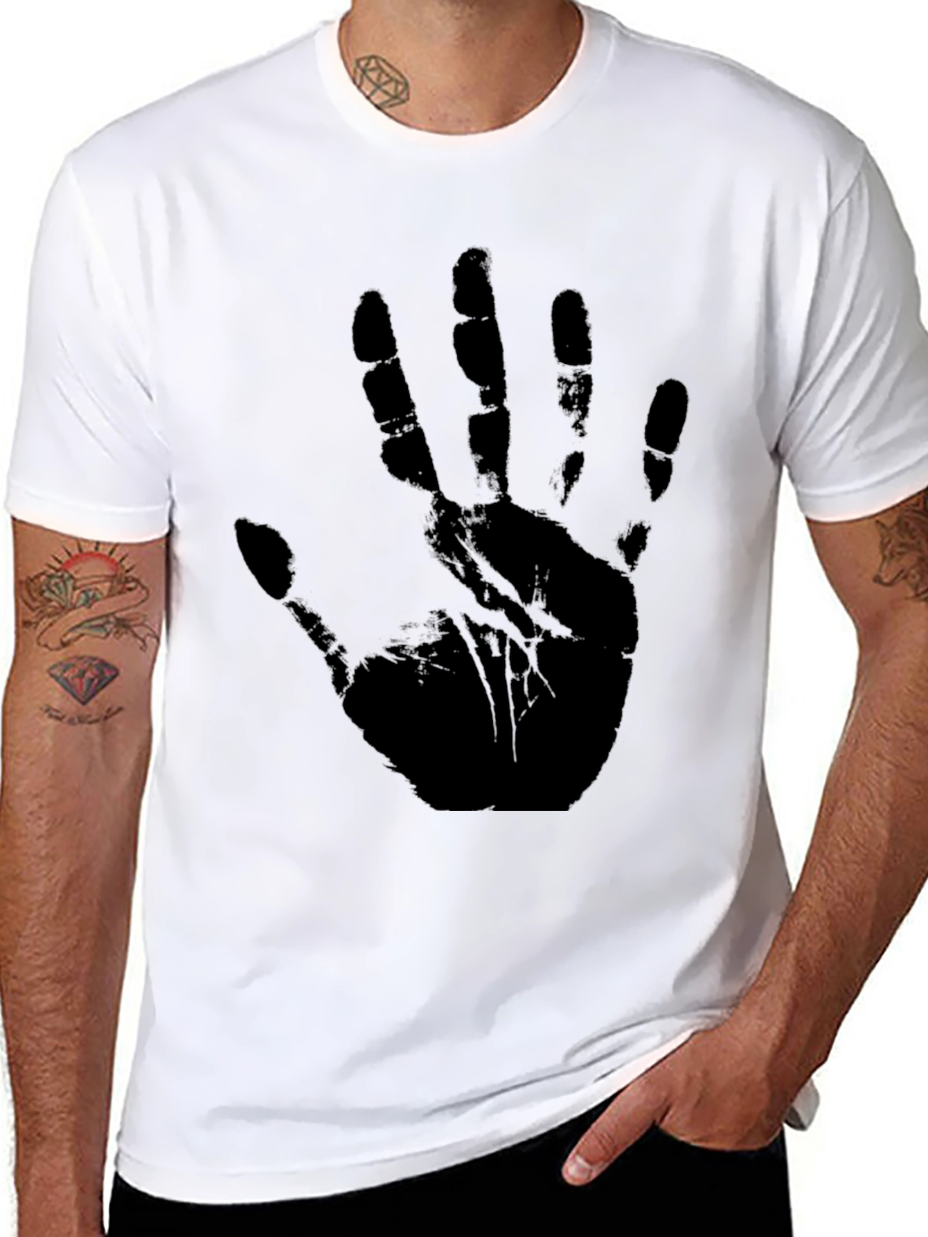 Black Handprint Graphic T-Shirt - Unisex Black Tee view 8