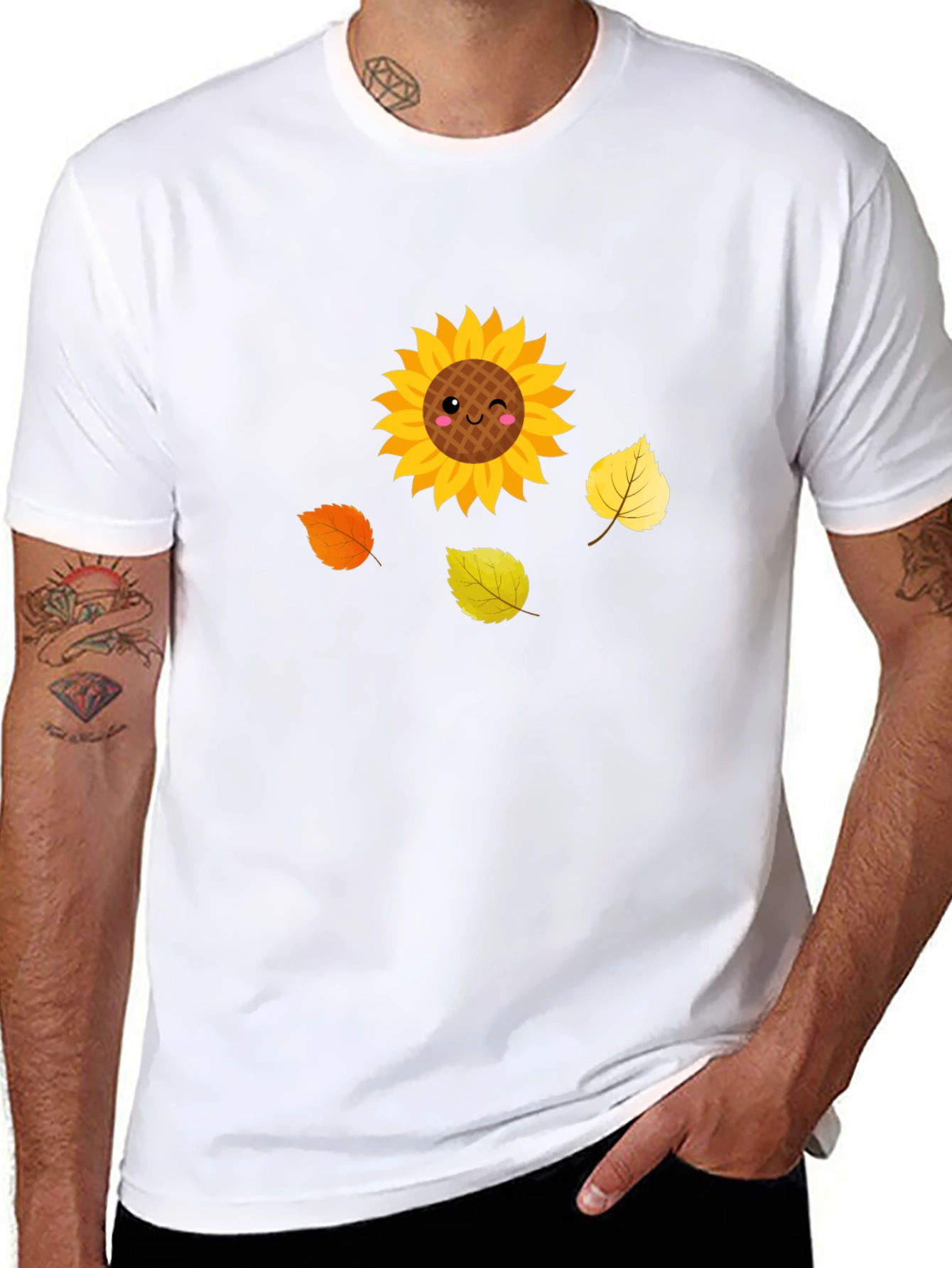 Black Cute Sunflower Graphic Tee - Black view 8
