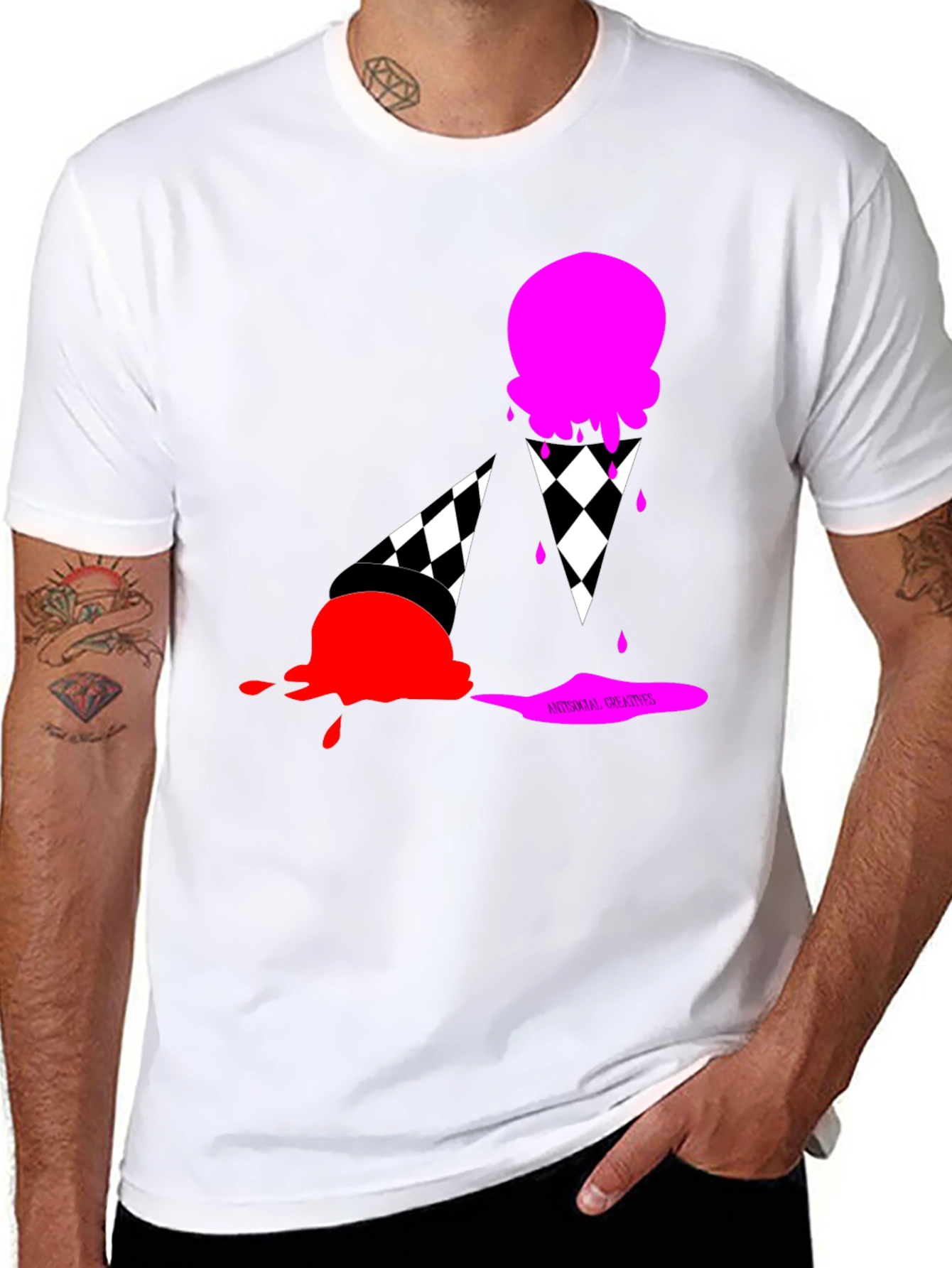 Black Ice Cream Graphic T-Shirt - Black Cotton Tee view 8