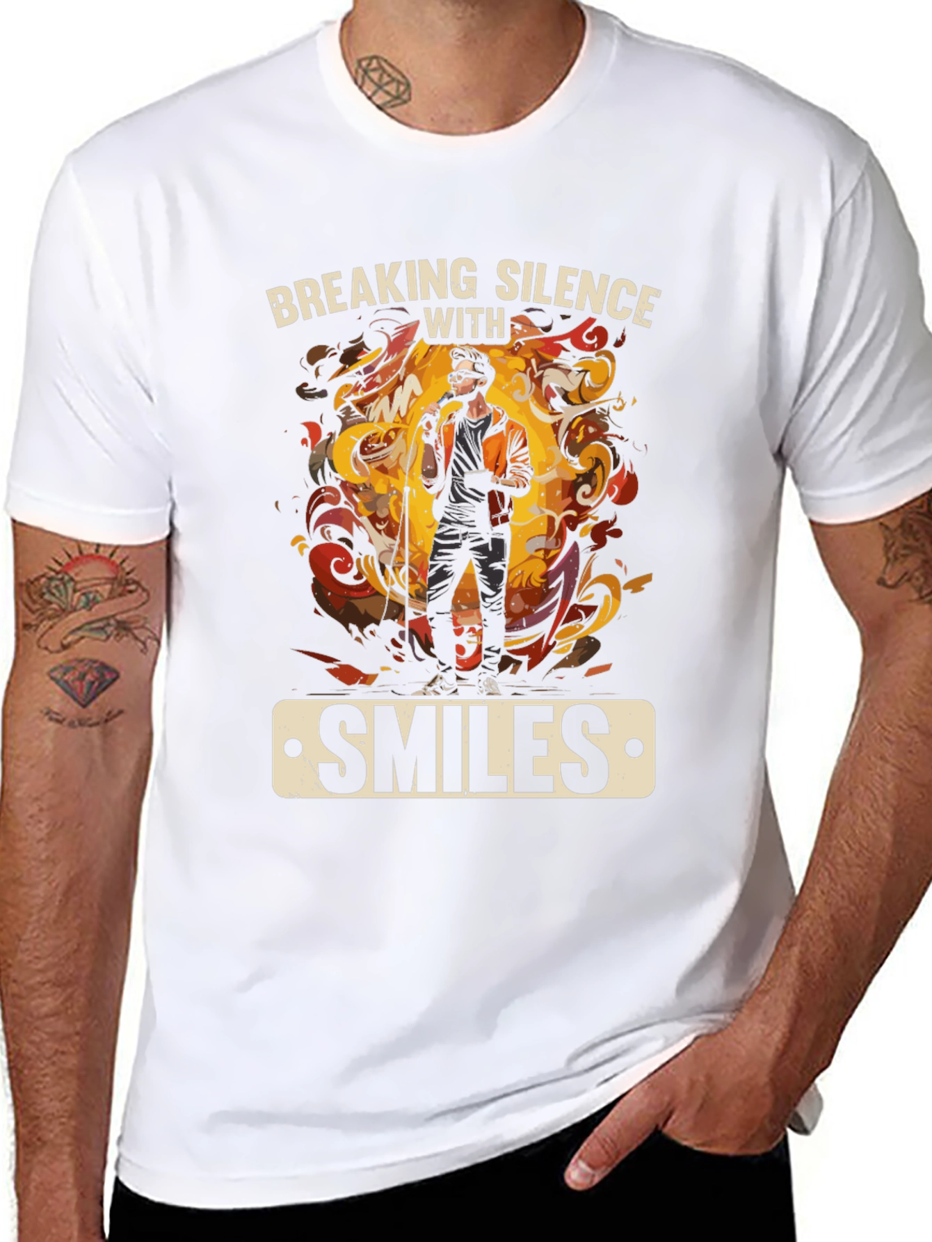 Black Breaking Silence With Smiles Graphic Tee view 8