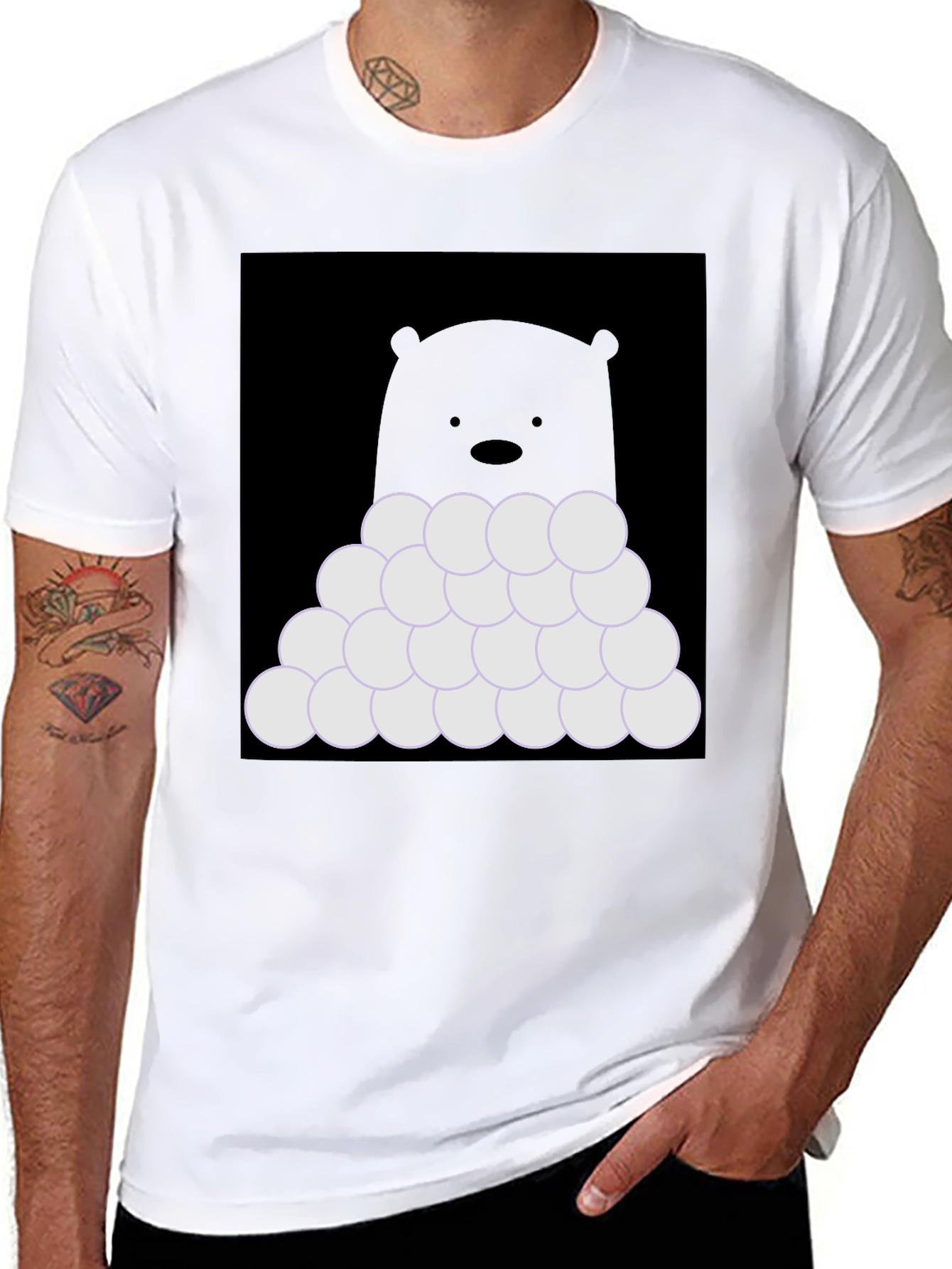 Black Bear with Snowballs T-Shirt - Soft Cotton Tee view 8