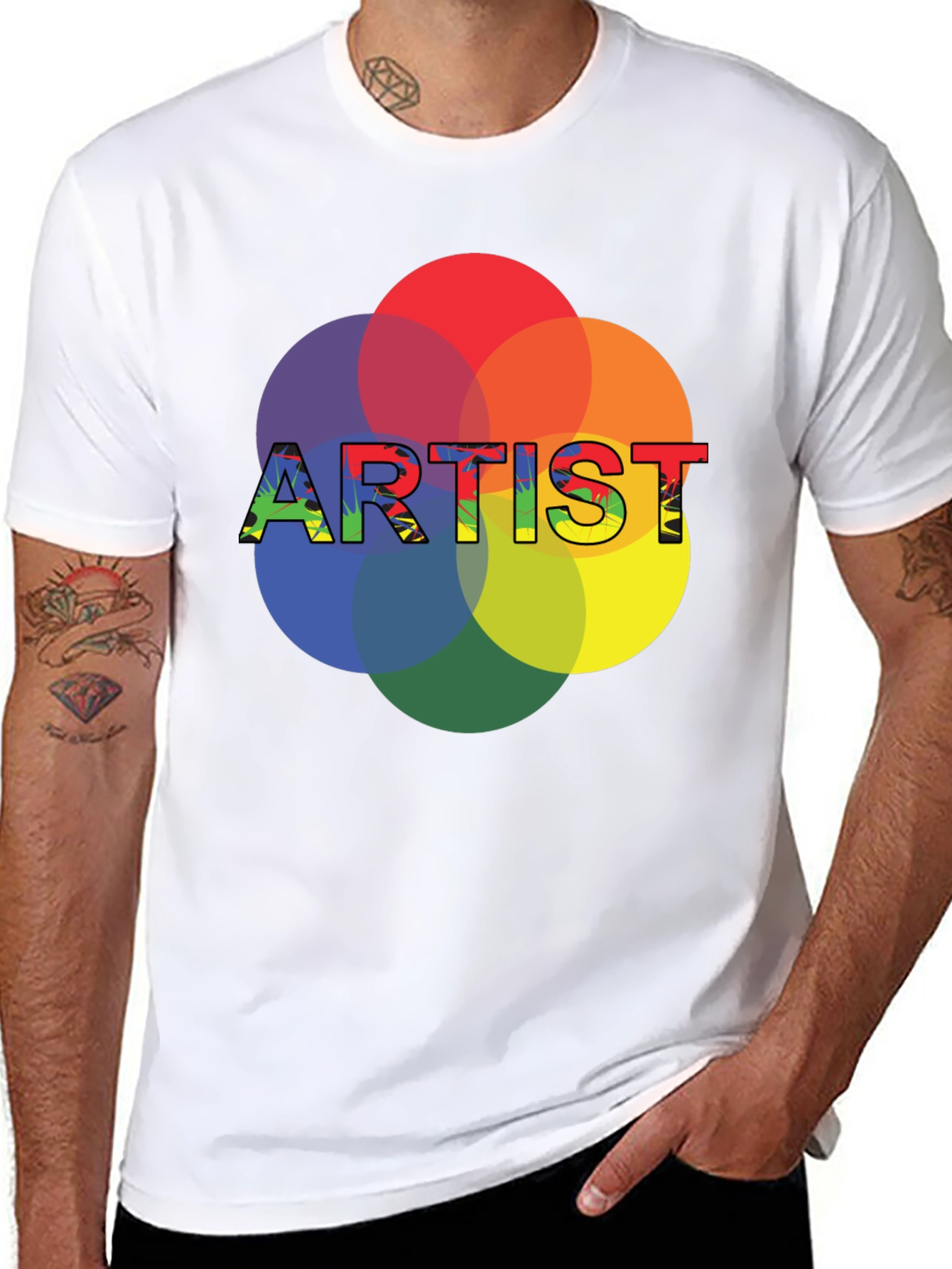 Black Artist Color Wheel Graphic Tee - Creative Expression T-Shirt view 8