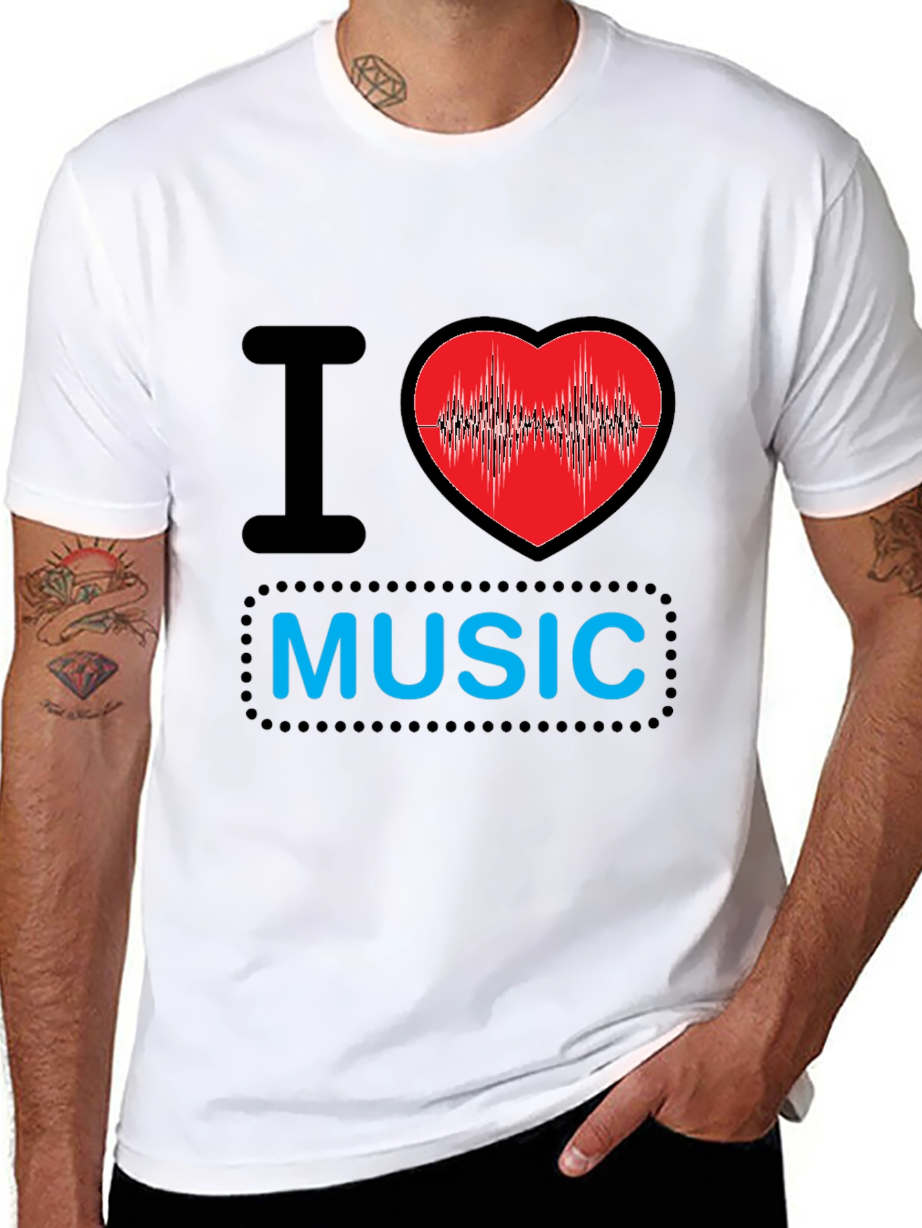 Black I Heart Music Black T-Shirt view 8