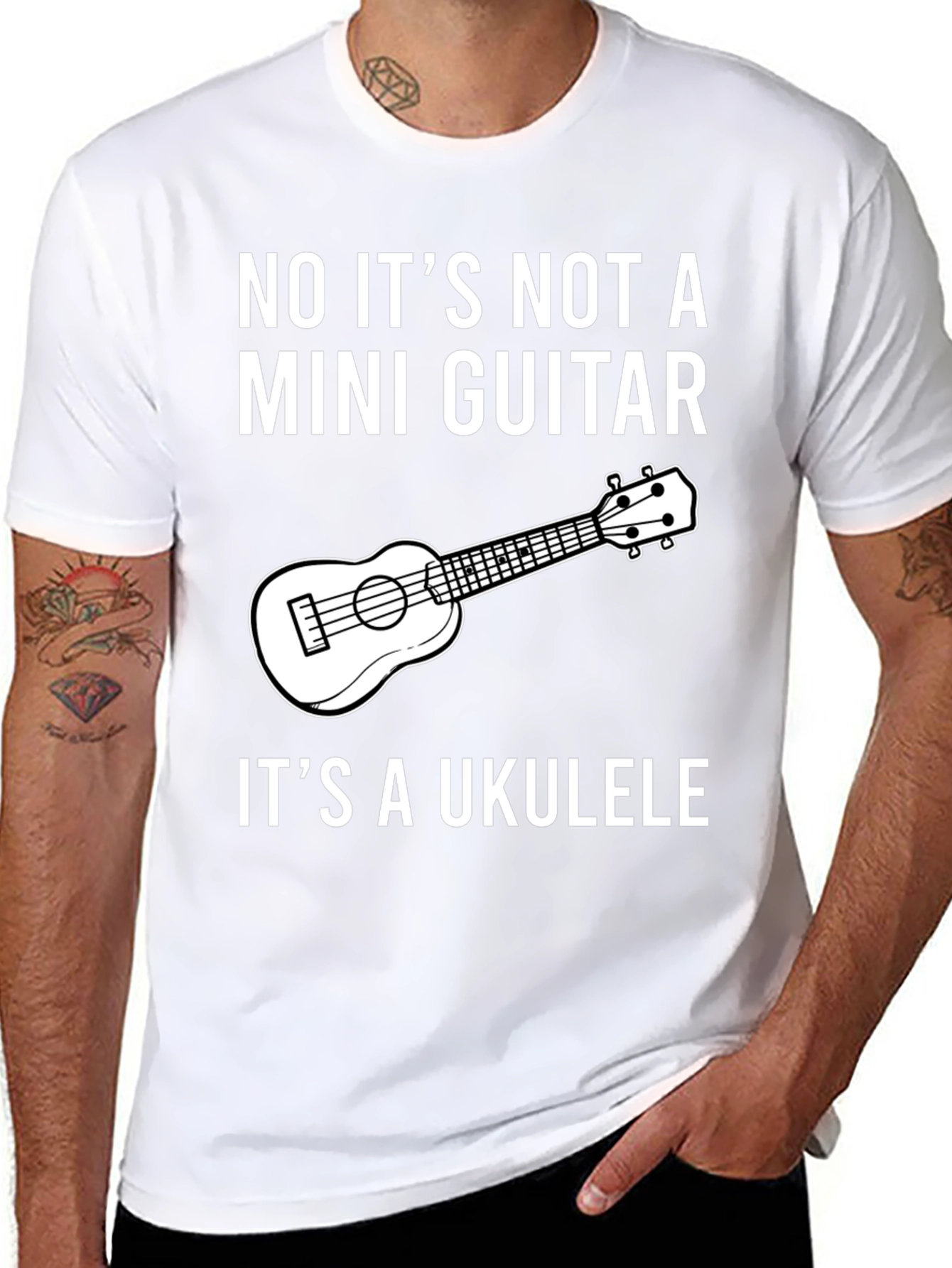 Black Ukulele Humor T-Shirt: Not a Mini Guitar! view 8