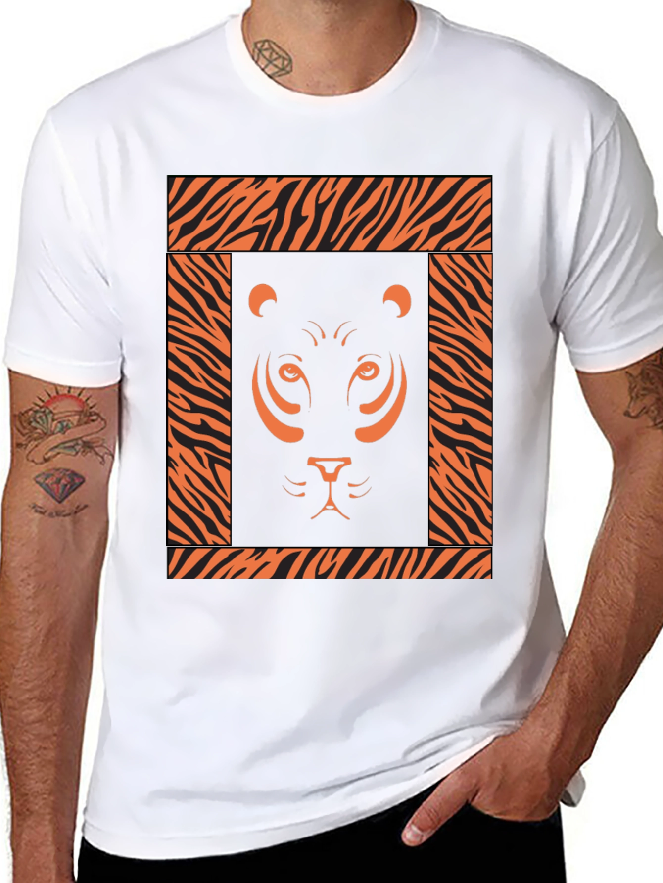 Black Tiger Graphic Print Black T-Shirt view 8