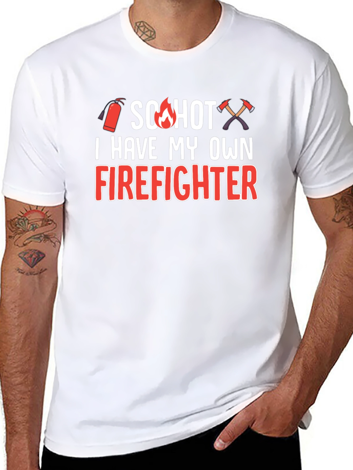 Black So Hot Firefighter Graphic T-Shirt view 8