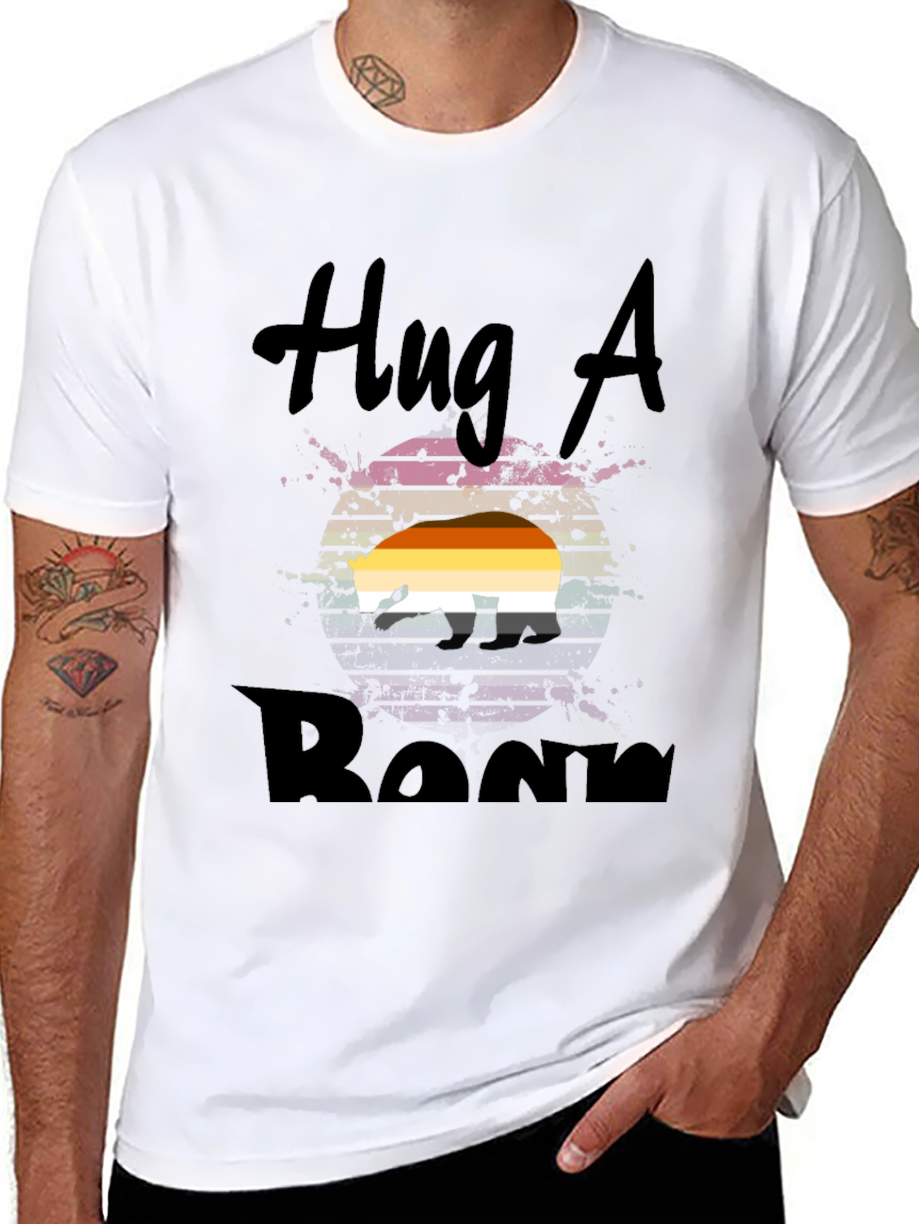 Black Hug A Bear Pride T-Shirt view 8
