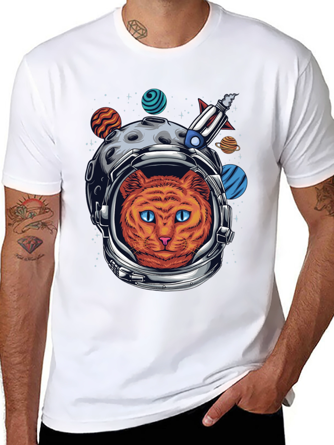 Black Cat Astronaut Graphic Tee view 8
