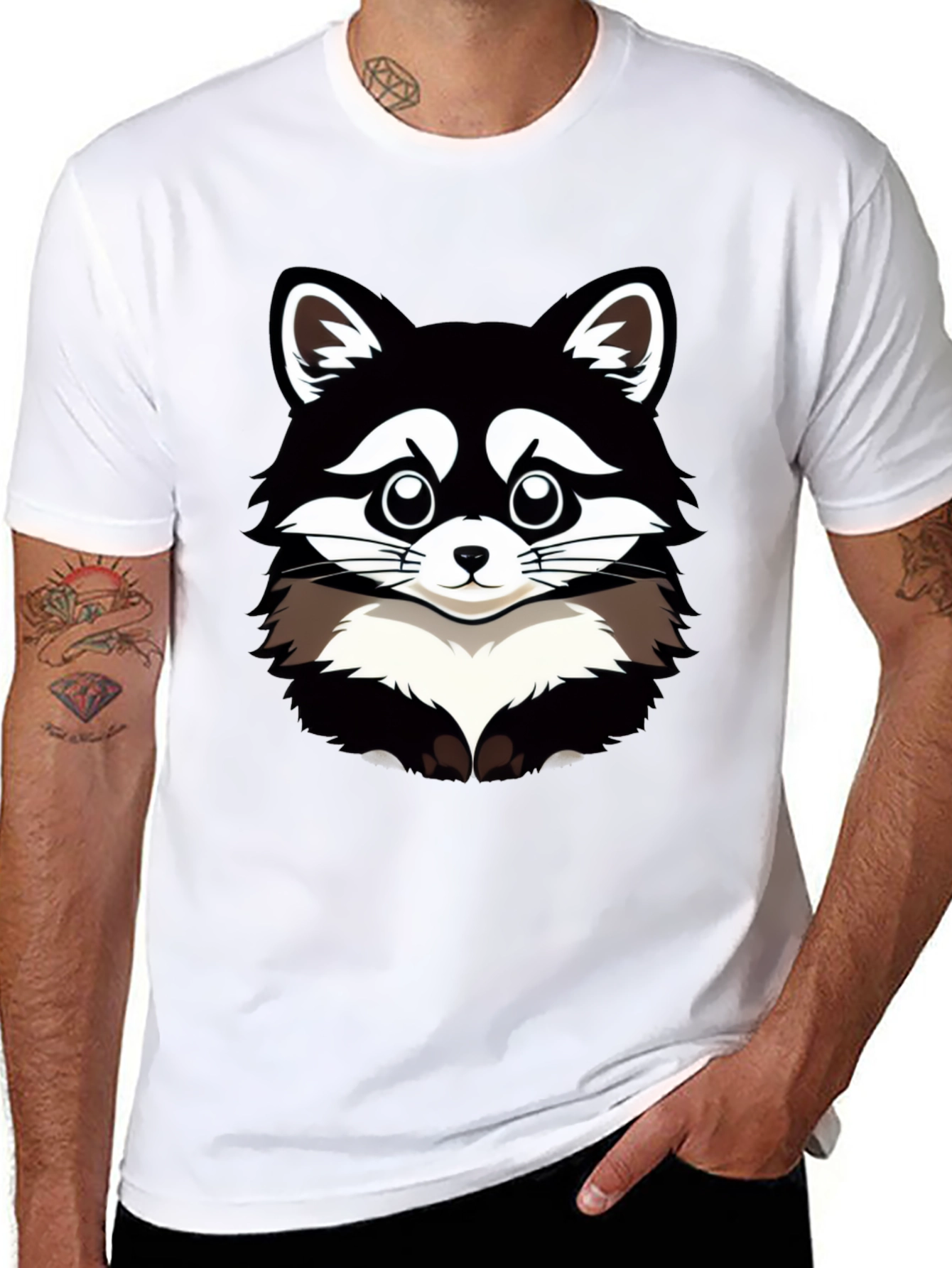 Black Raccoon Graphic T-Shirt - Men's Black Tee view 8