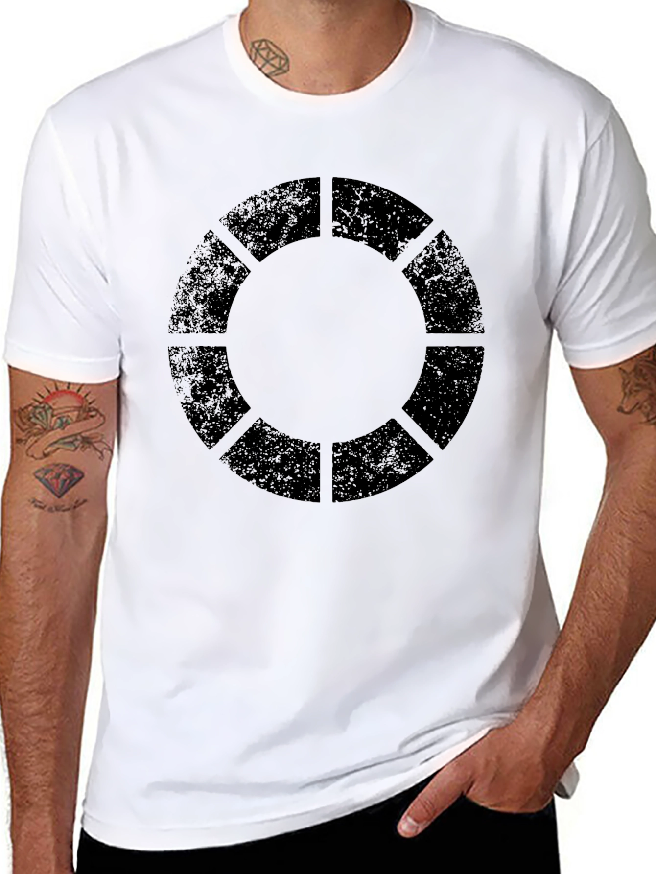Geometric Circle Graphic Black T-Shirt - 8