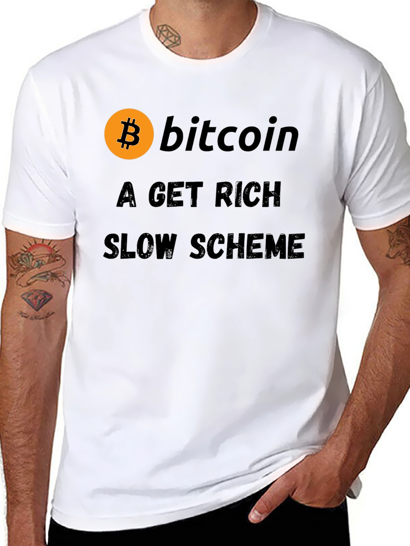 Black Bitcoin Get Rich Slow Scheme Black T-Shirt view 8