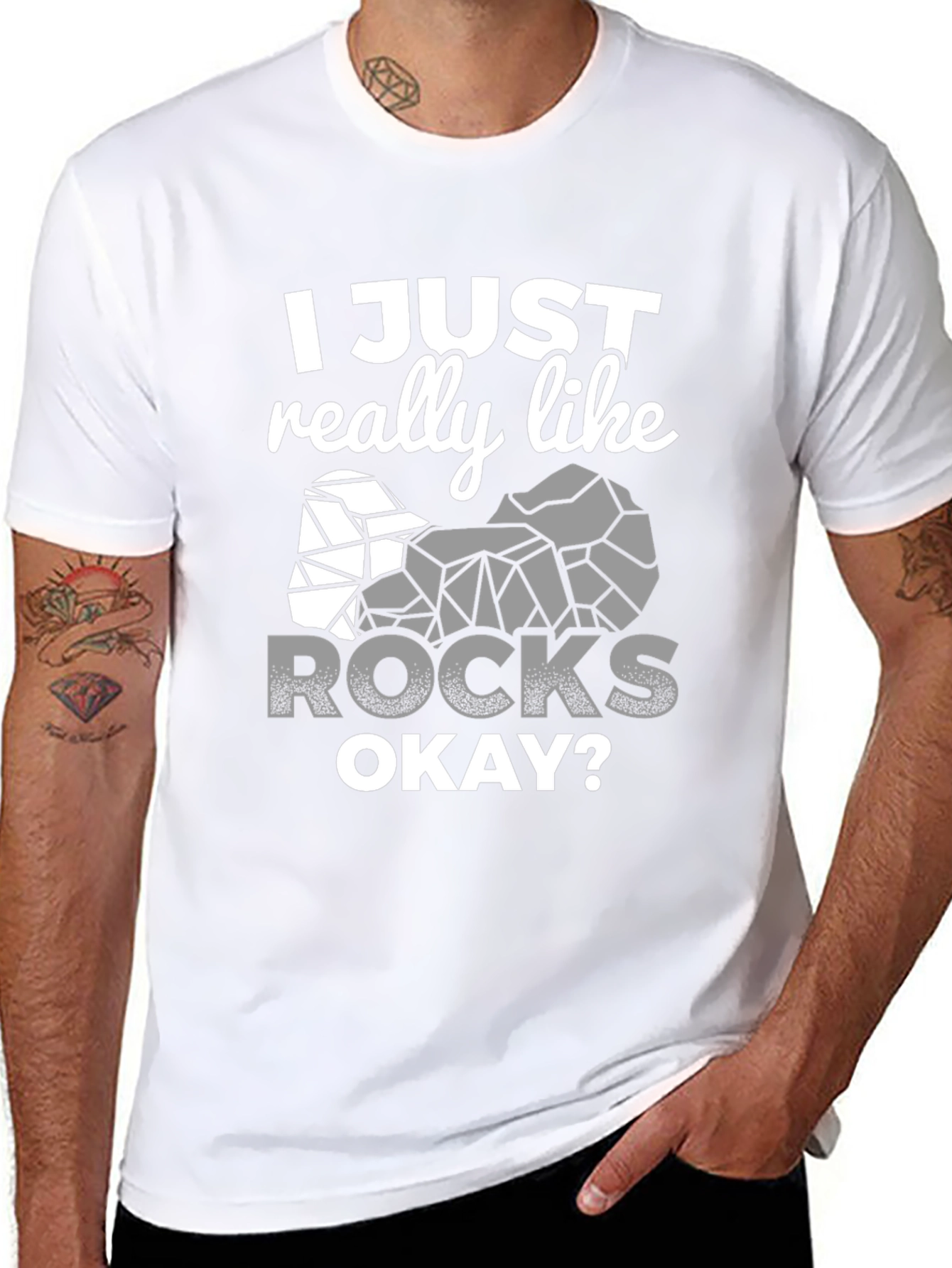 Black I Just Really Like Rocks T-Shirt view 8