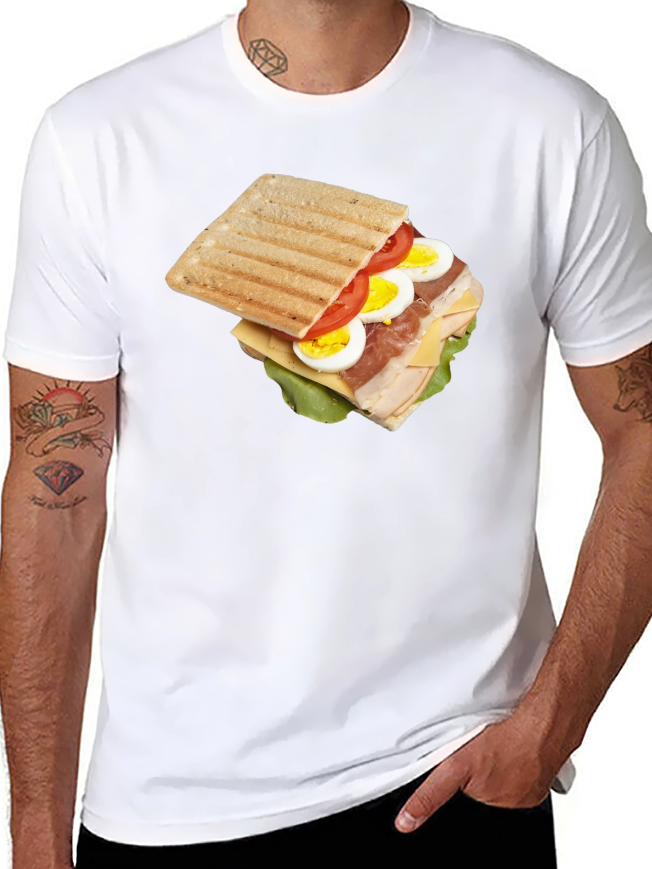 Black Sandwich Graphic Tee - Unique Food T-Shirt view 8