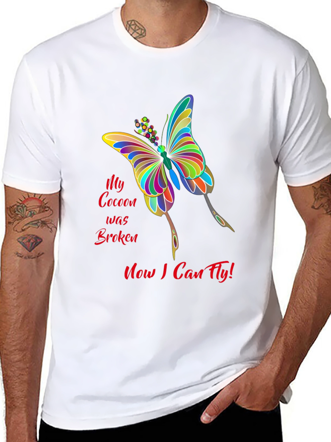 Black Butterfly Freedom Tee: "Now I Can Fly!" view 8