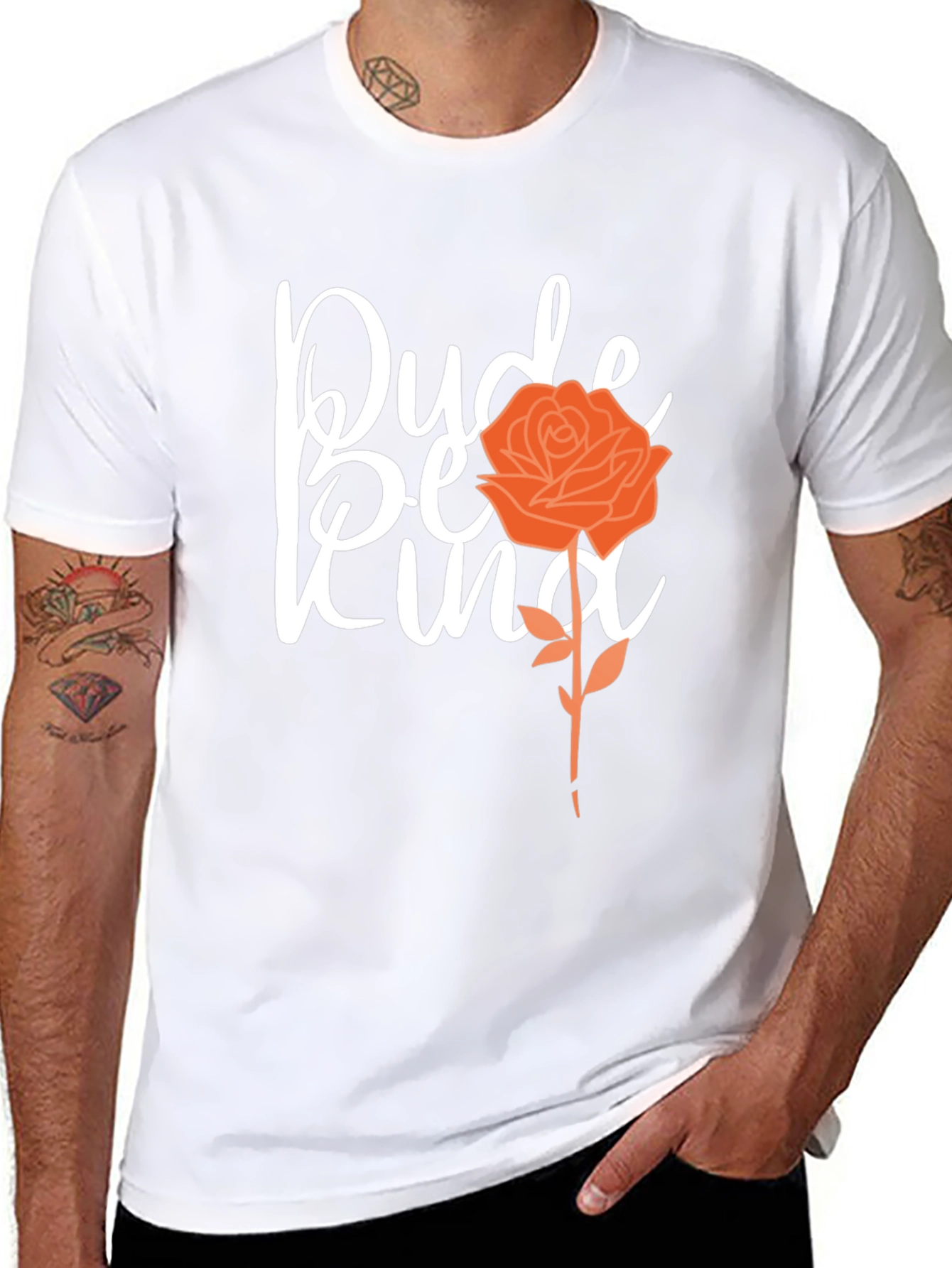 Black Dude Be Kind Graphic Tee - Rose Design view 8