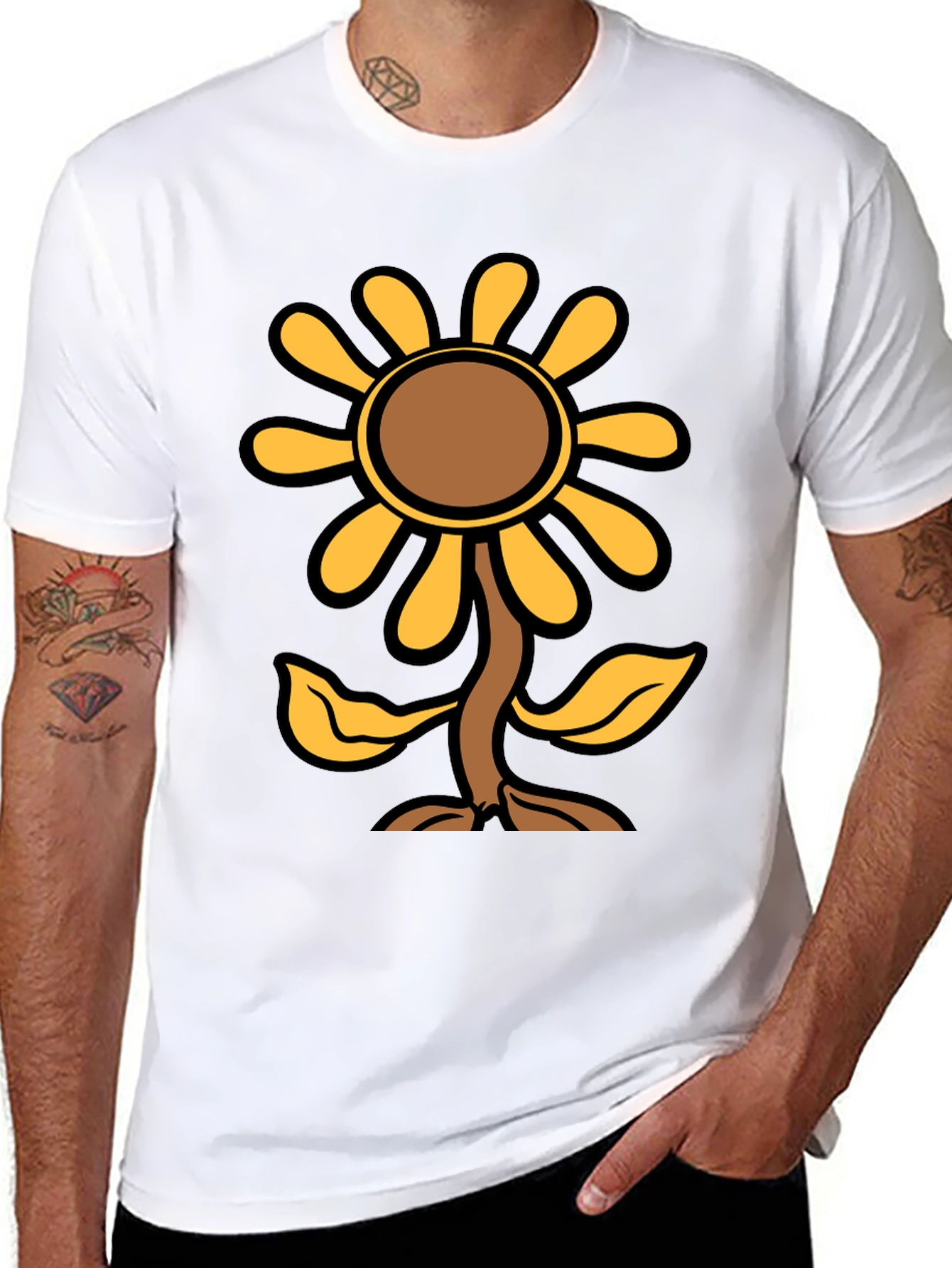 Black Sunflower Graphic Print Black T-Shirt view 8