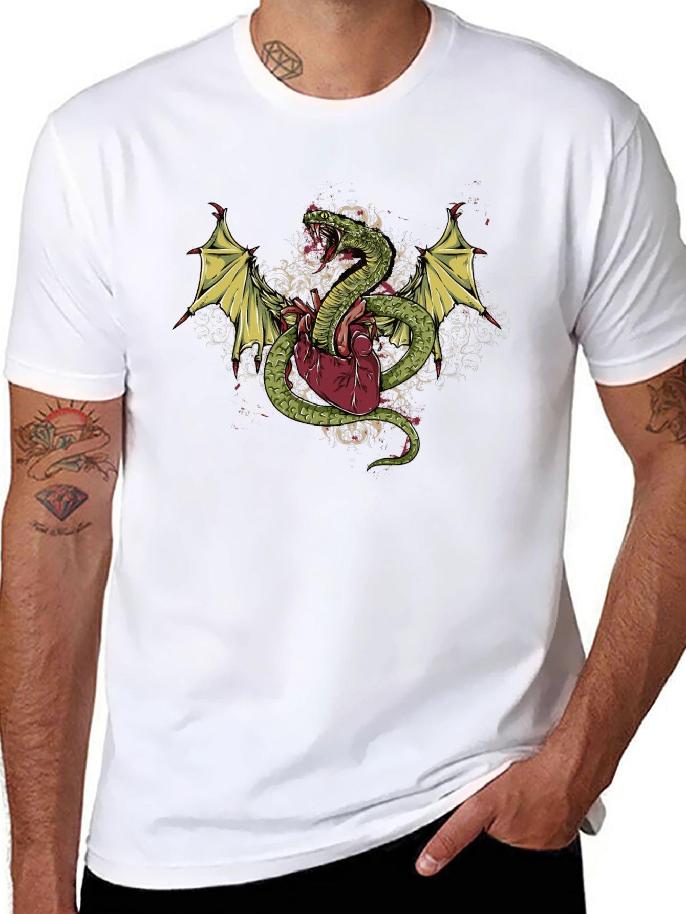 Black Snake & Heart Graphic T-Shirt - Edgy Style view 8