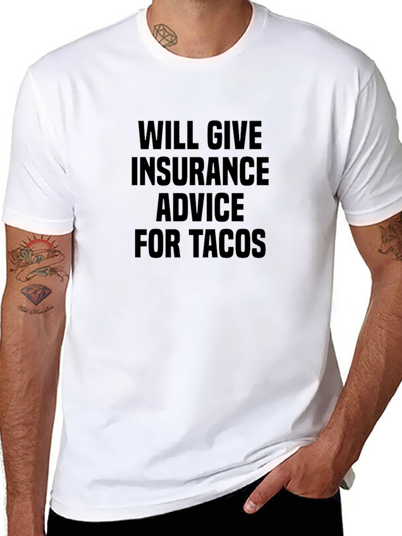 Black Insurance Advice For Tacos Black T-Shirt view 8