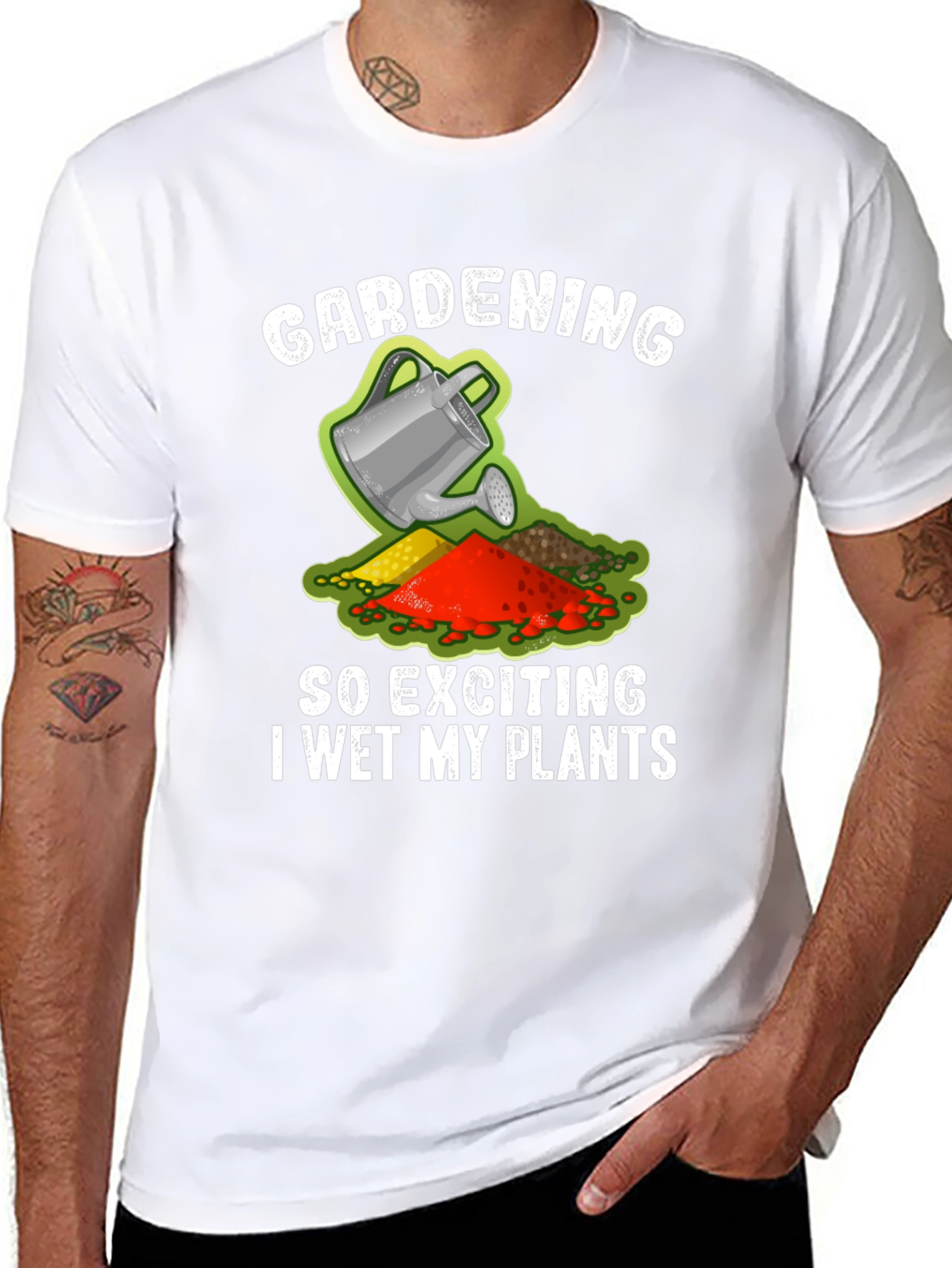 Black Gardening Humor T-Shirt - I Wet My Plants Funny view 8