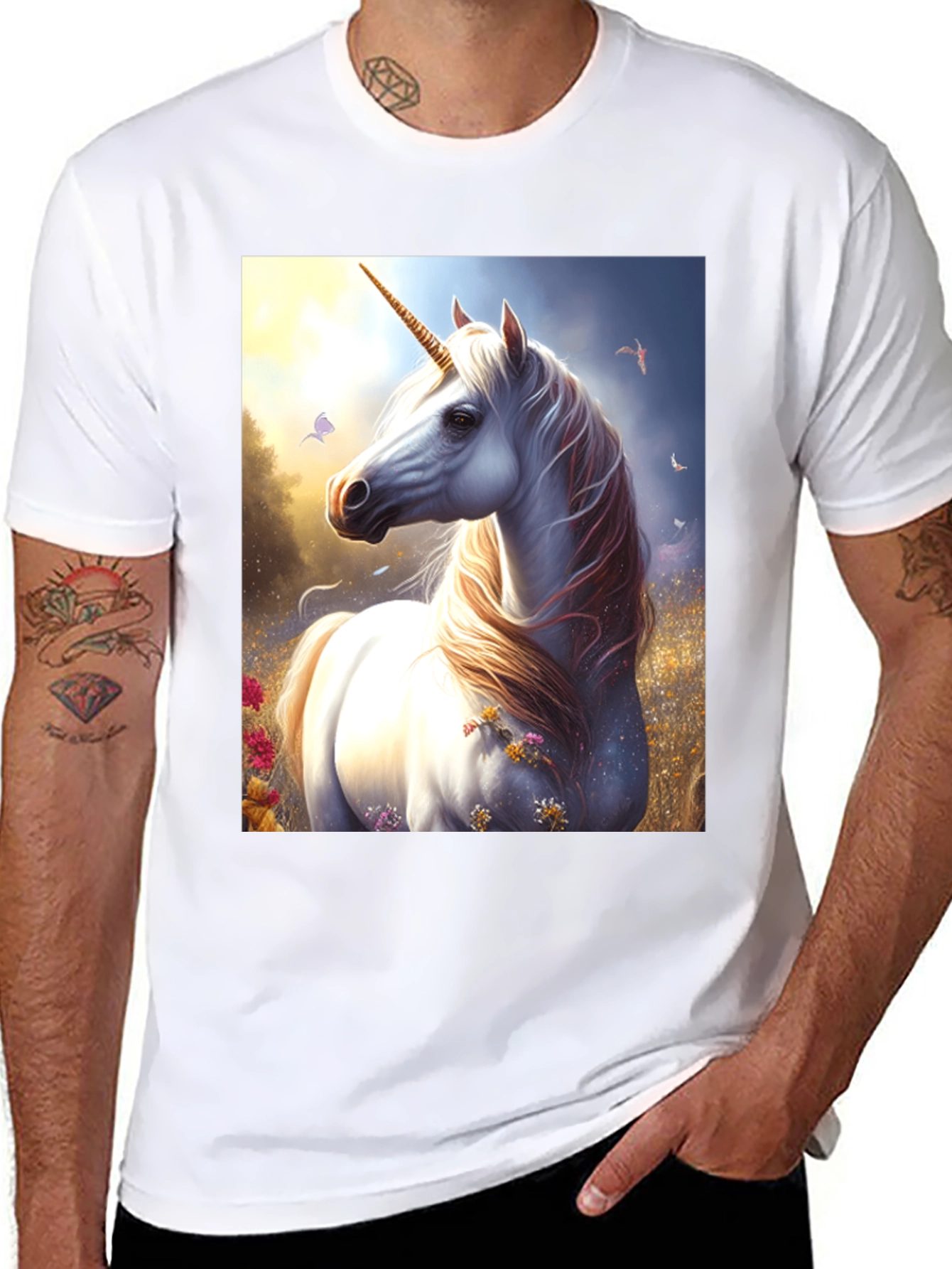 Black Unicorn Graphic Tee - Fantasy Black T-Shirt view 8