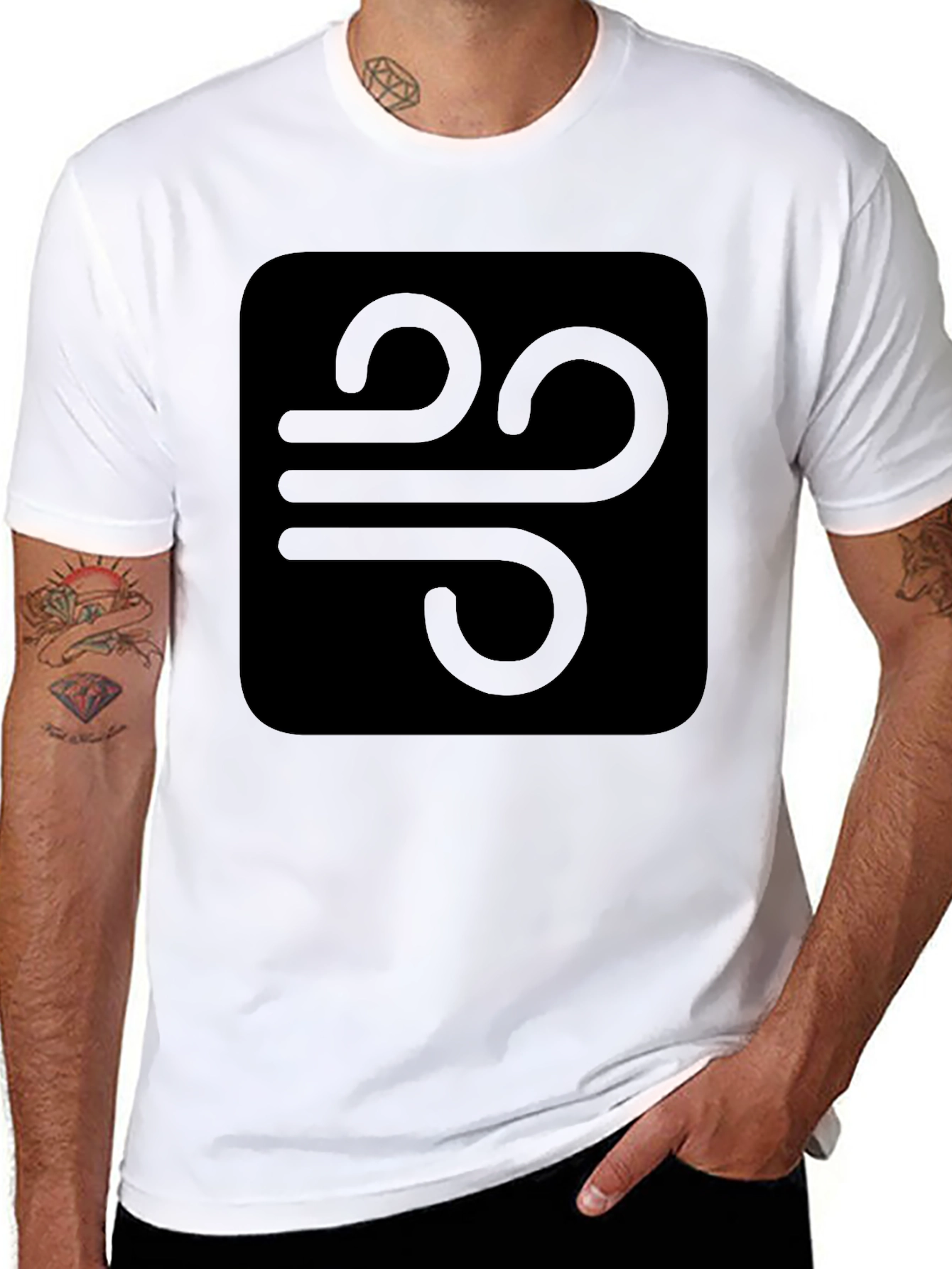 Black Black Graphic Tee - Wind Symbol view 8