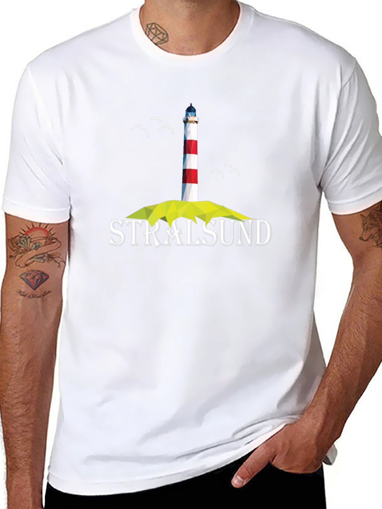 Black Stralsund Lighthouse Graphic Tee - Unisex view 8