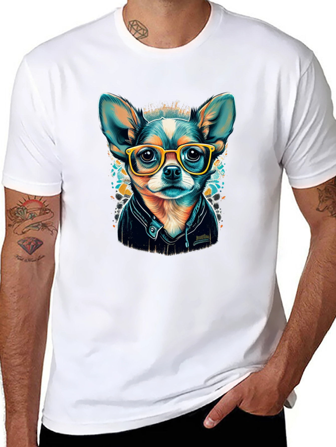 Black Cool Chihuahua T-Shirt view 8