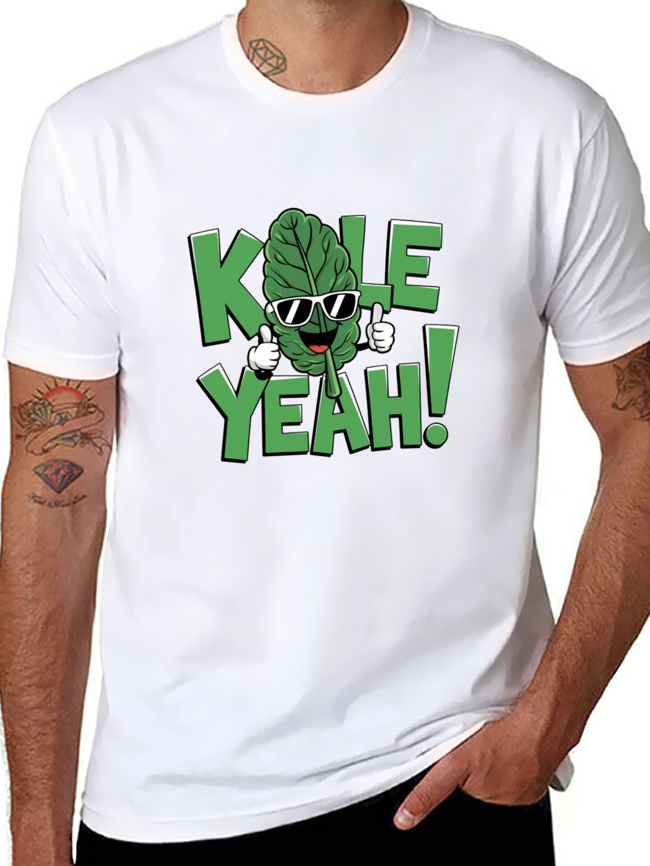 Black KALE YEAH! Graphic T-Shirt - Funny Vegan Tee view 8