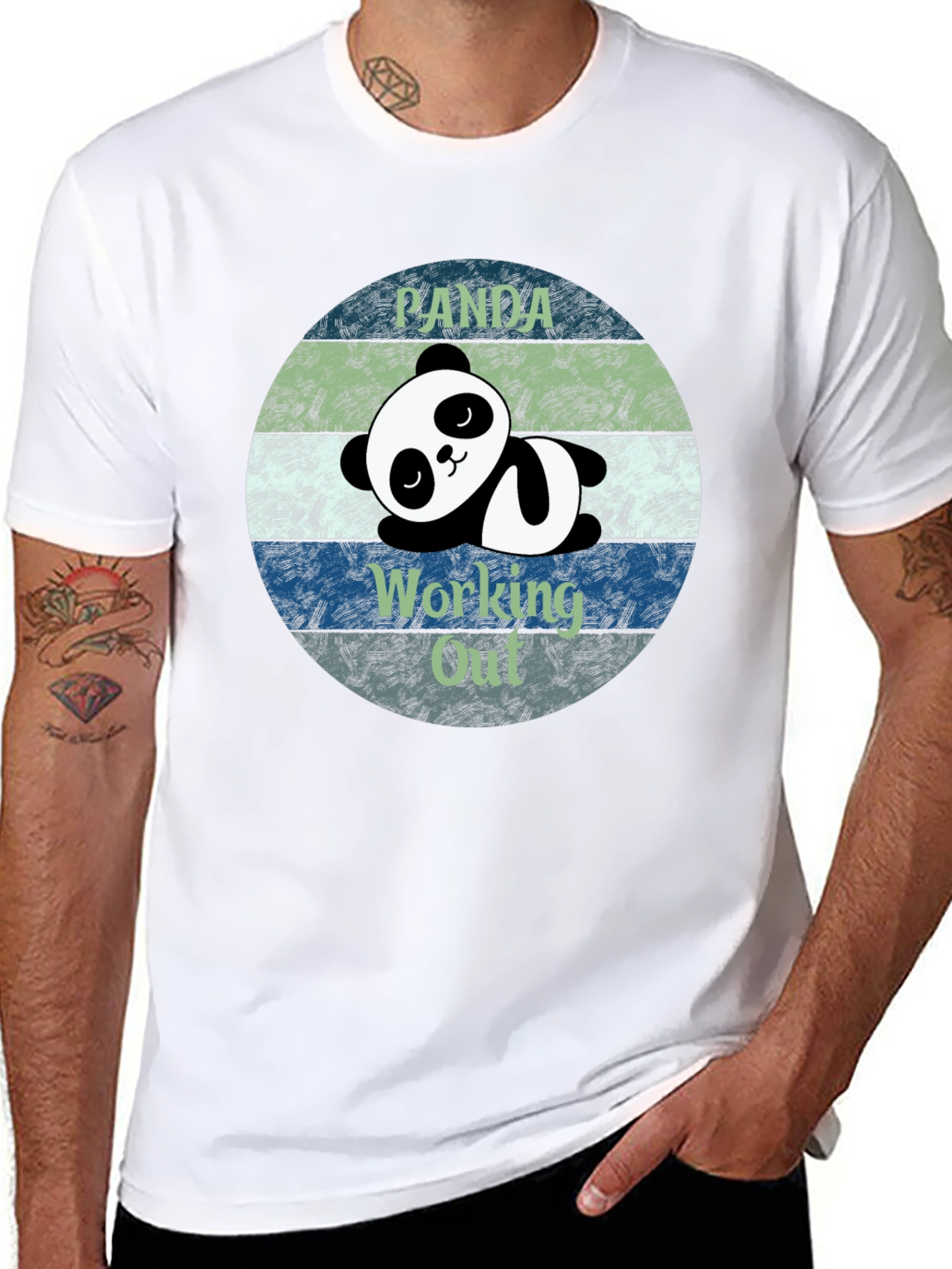 Black Panda Working Out Funny T-Shirt view 8