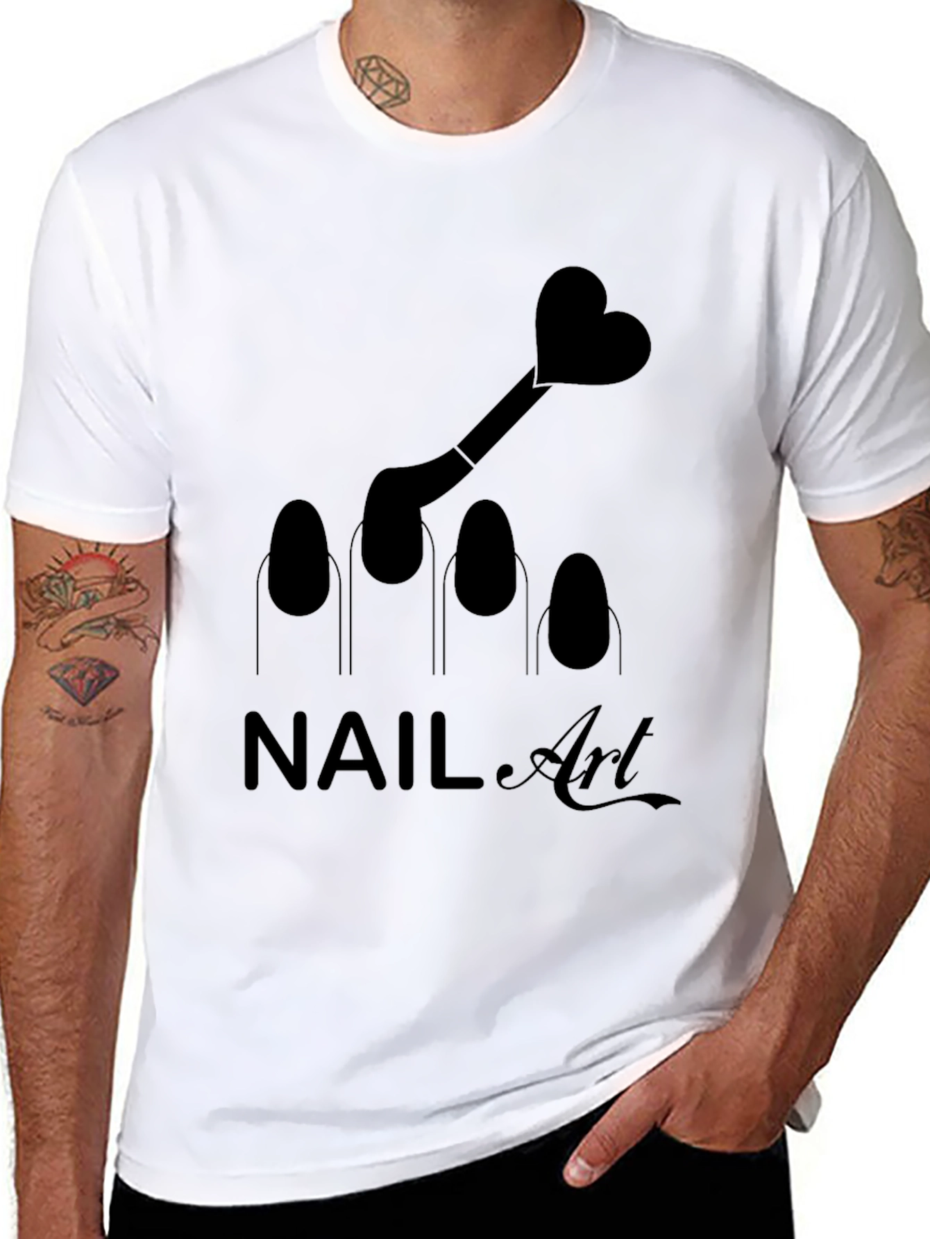 Black Nail Art T-Shirt - Unique Design for Beauty Lovers view 8